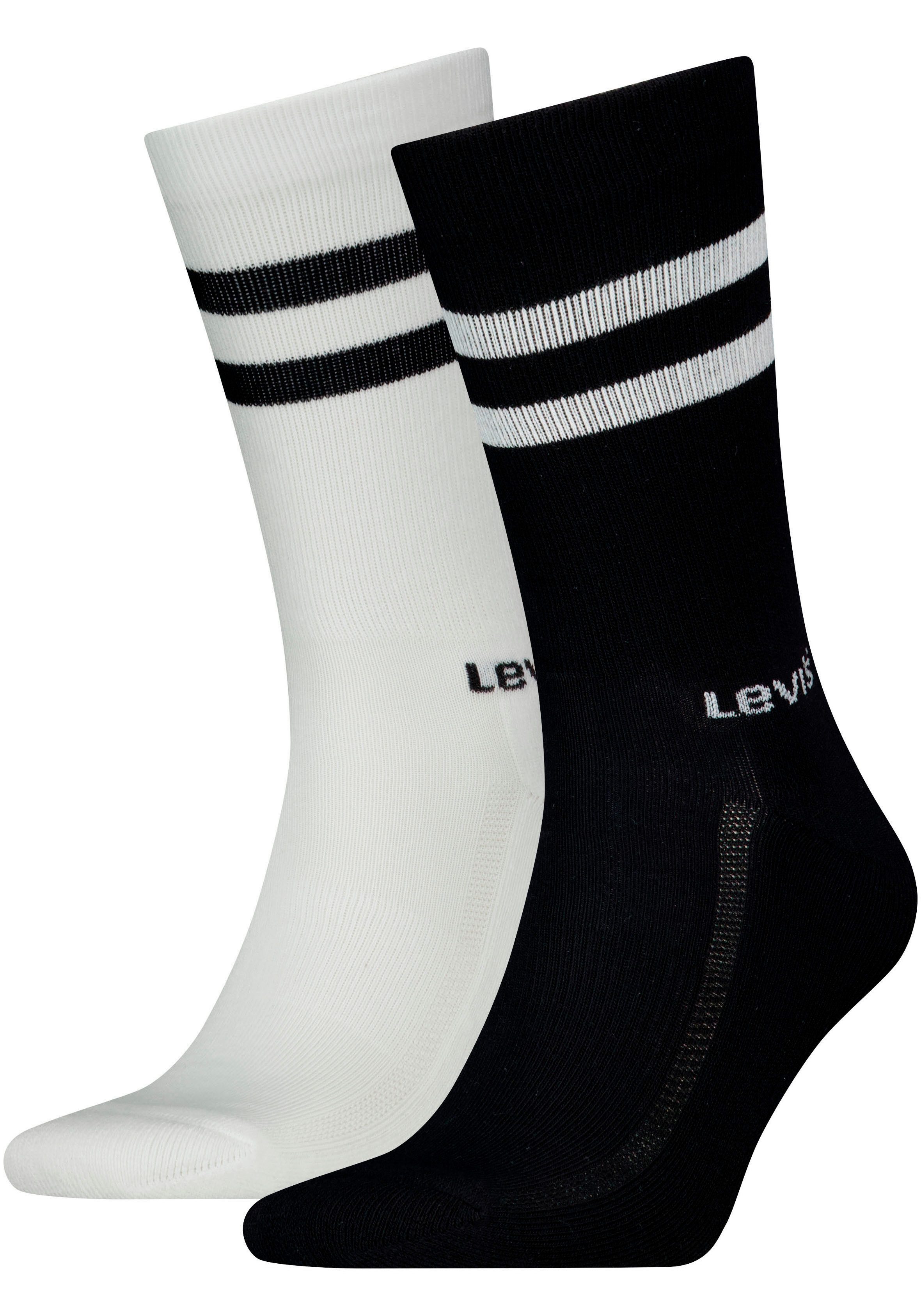 Levi's® Socken LEVIS REGULAR CUT SPORT STRIPE 2P (2-Paar, 2er Pack) mit auffälligen Streifen