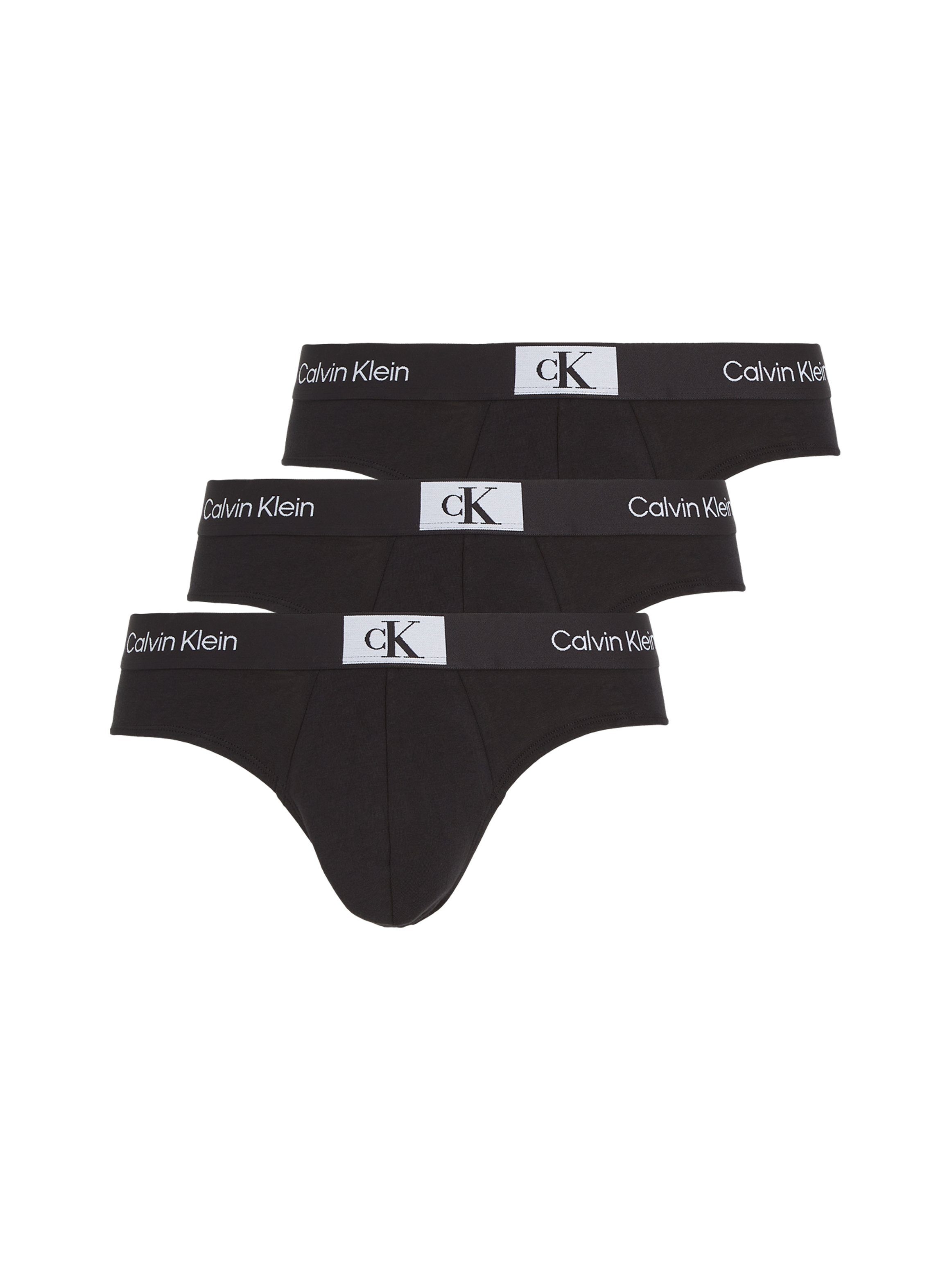 Calvin Klein Underwear Slip HIP BRIEF 3PK (Packung, 3er-Pack) mit Calvin Klein Logo-Elastikbund BLACK&-BLACK&-BLACK