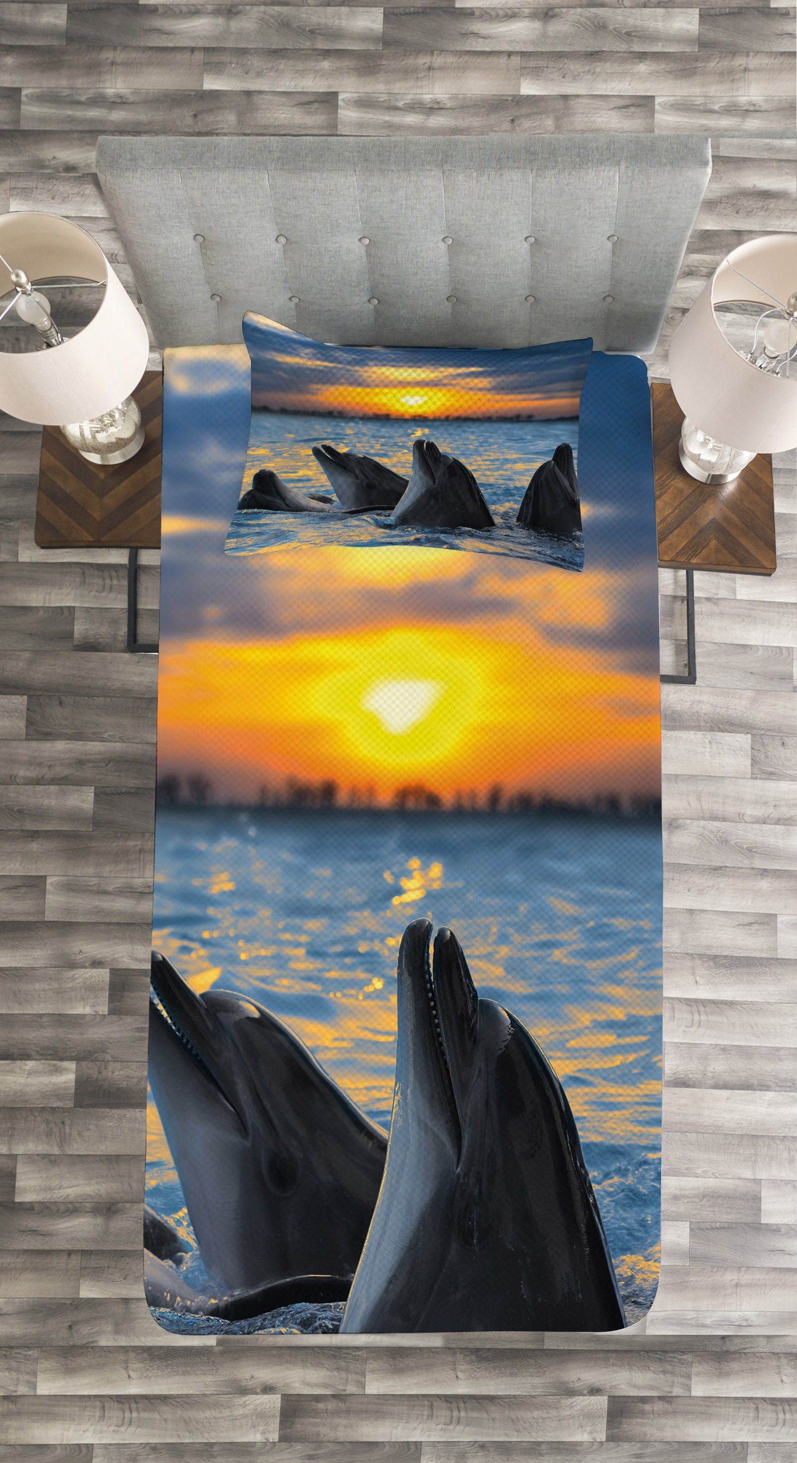 Kissenbezügen Tagesdecke Abakuhaus, mit Nosed Dolphins Bottle Set Waschbar, Tier