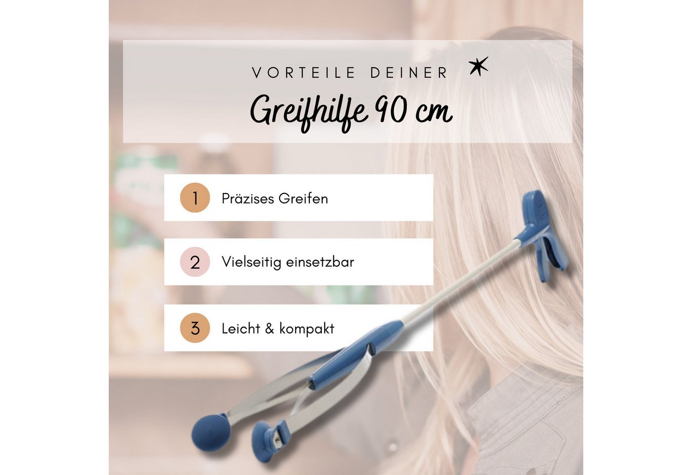 Thumbnail - Bort GmbH Greifzange Bort Greifhilfe EasyLife 90 cm, 1-tlg., leicht & kompakt
