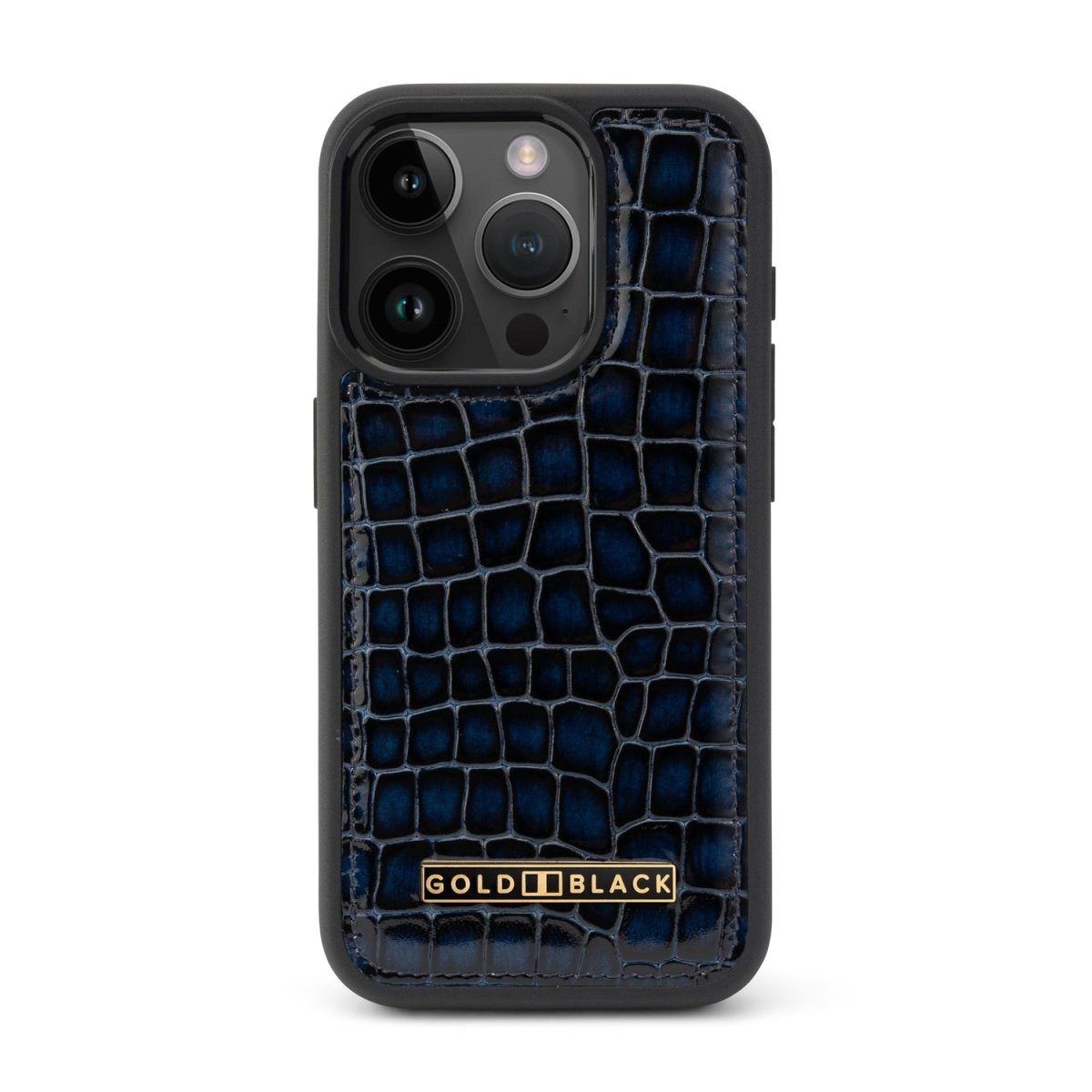 GOLDBLACK Handyhülle GOLDBLACK iPhone 15 Pro Lederhülle Milano-Design blau