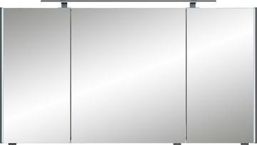 Saphir Badmöbel-Set Serie 7045 2-teilig Mineralmarmor-Waschtisch mit LED-Spiegelschrank, (Set, 2-St), Badezimmer-Set 133,2 cm breit, inkl. Türdämpfer, 5 Türen, 2 Schubladen