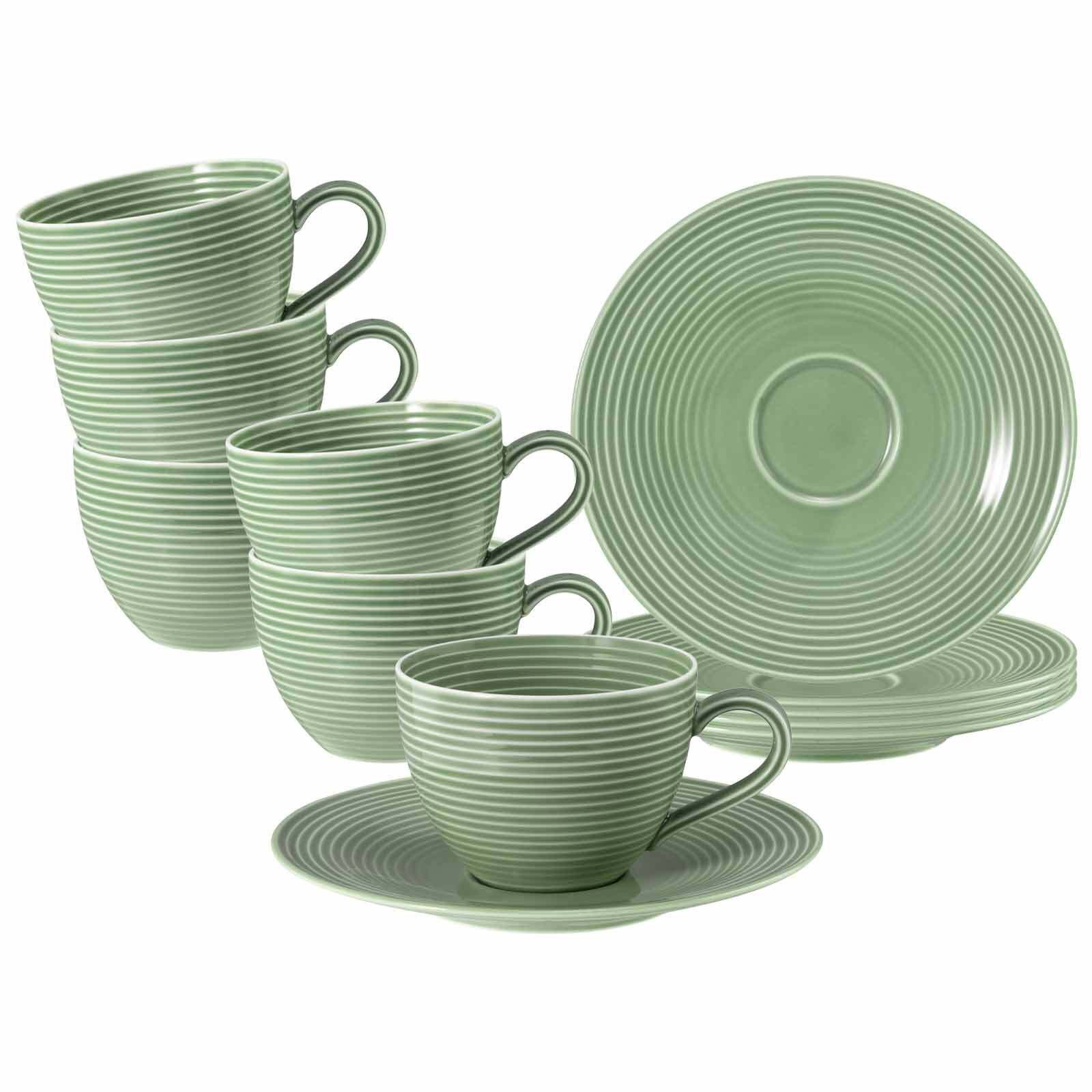 Seltmann Weiden Tasse Beat Color Glaze Kaffeetassen mit Untertassen, 12-tlg., Porzellan