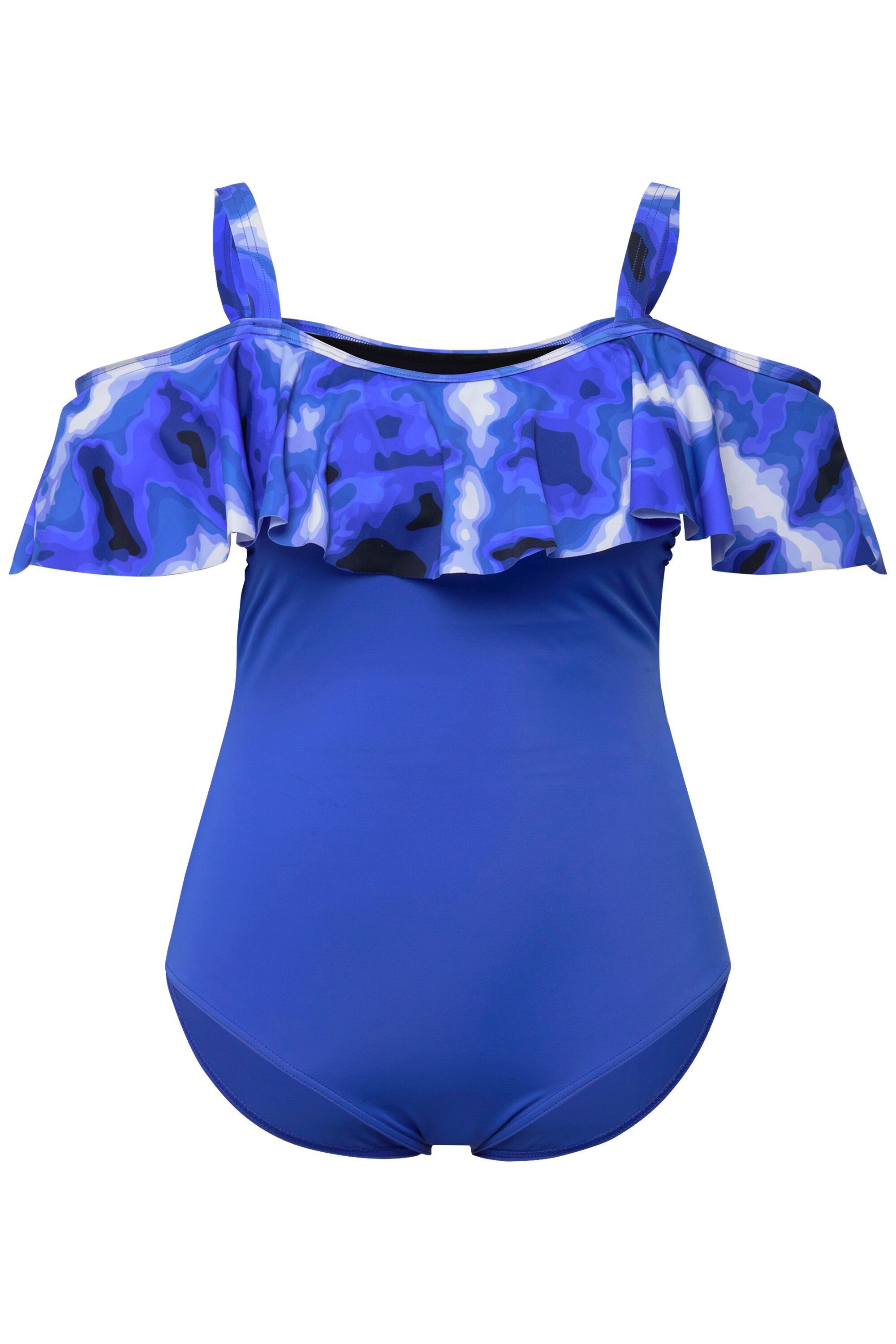 Ulla Popken Badeanzug Badeanzug Volant Batikdruck günstig online kaufen