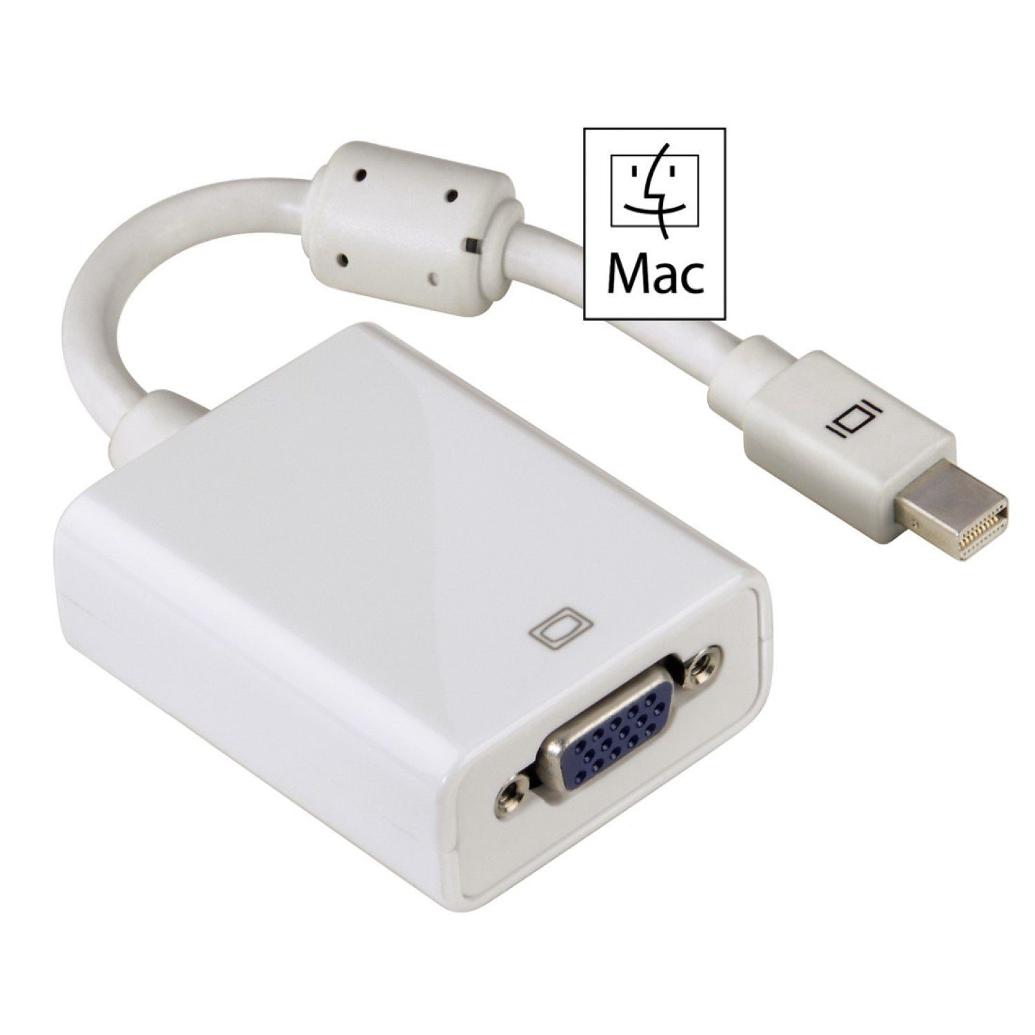 Hama Mini DP Displayport zu VGA Adapter-Kabel Weiß Video-Adapter Mini Displayport, 1 cm, mDP zu VGA-Buchse Thunderbold 2 für PC und Mac