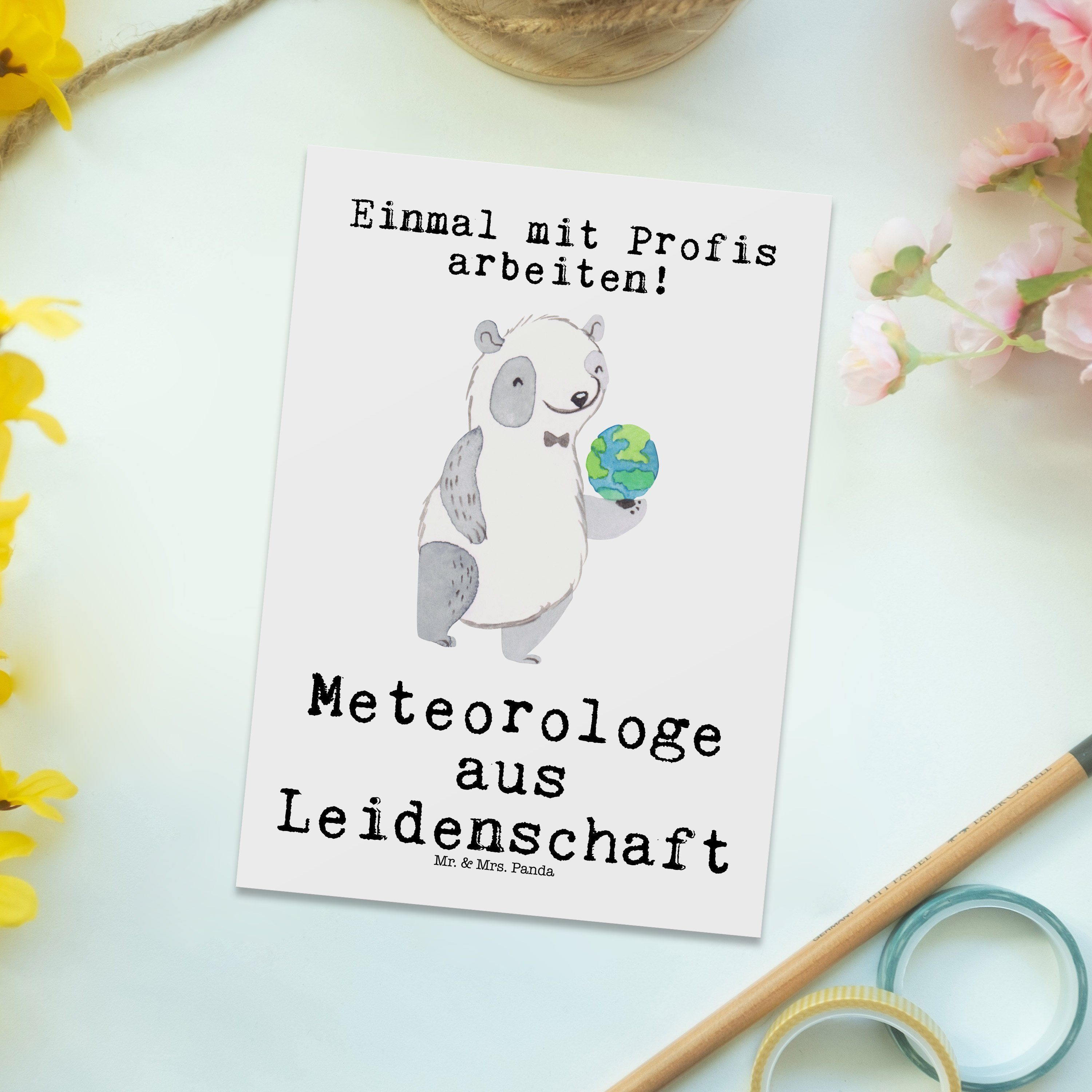 Mrs. - Postkarte Grußkarte, - aus Mr. Geschenk, Rente, Leidenschaft Kar Weiß Panda Meteorologe &