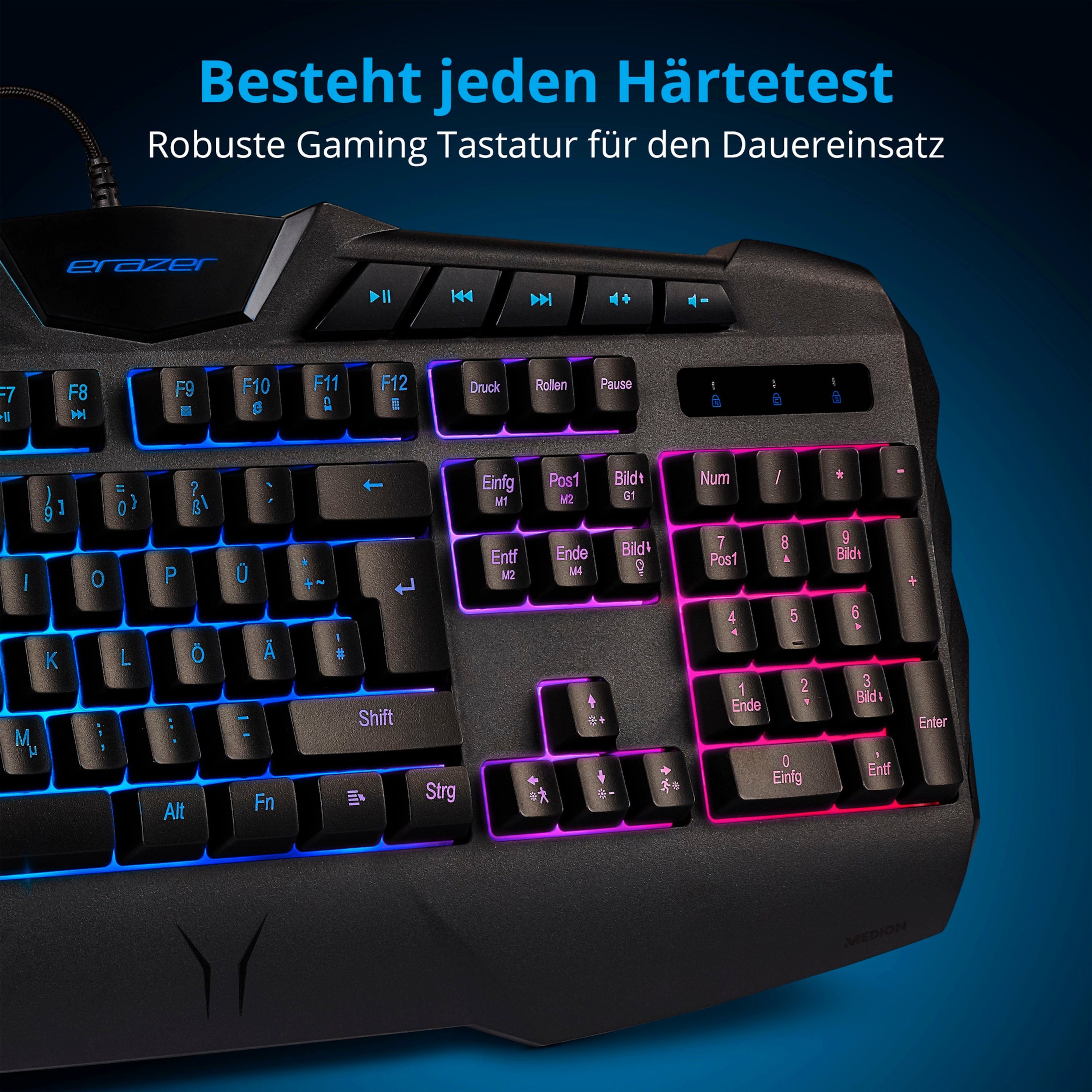 Medion® Supporter P11 halbmechanische Gaming Tastatur Beleuchtung Anti Ghost Gaming-Tastatur – Bild 5 von 5