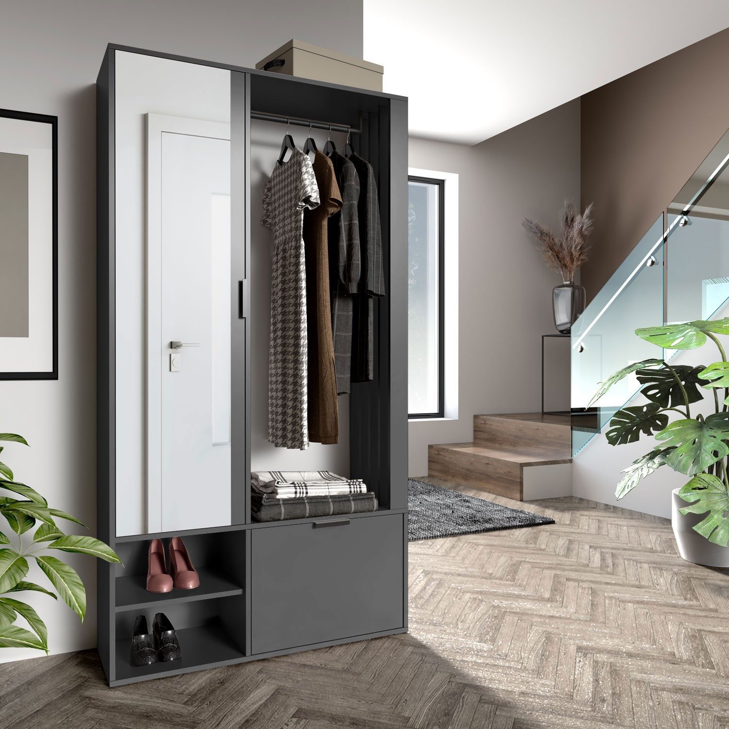 ALLHOUSE24 Garderoben-Set Garderobe OLI mit Spiegel günstig online kaufen