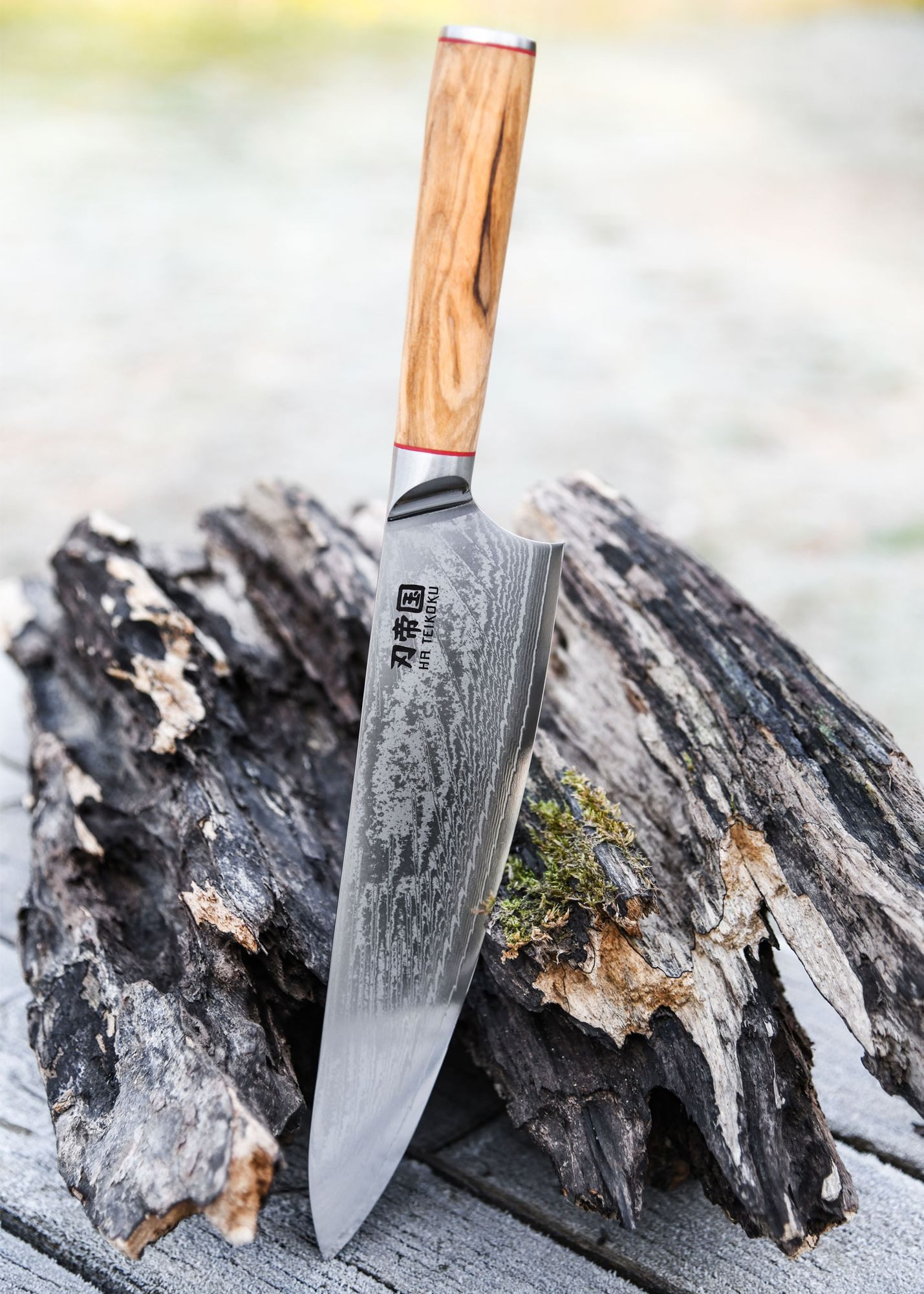 Battle Merchant Asiamesser Kochmesser, 24 cm Klingenlänge, Damaststahl