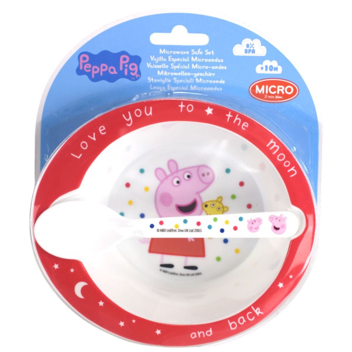 Stor Kindergeschirr-Set Peppa Pig Mikrowellengeschirr 2tlg Löffel & Schüssel (10+M) Peppa Wutz (2-tlg), 1 Personen, BPA-freies, lebensmittelechtes Material, für Mikrowellen geeignet