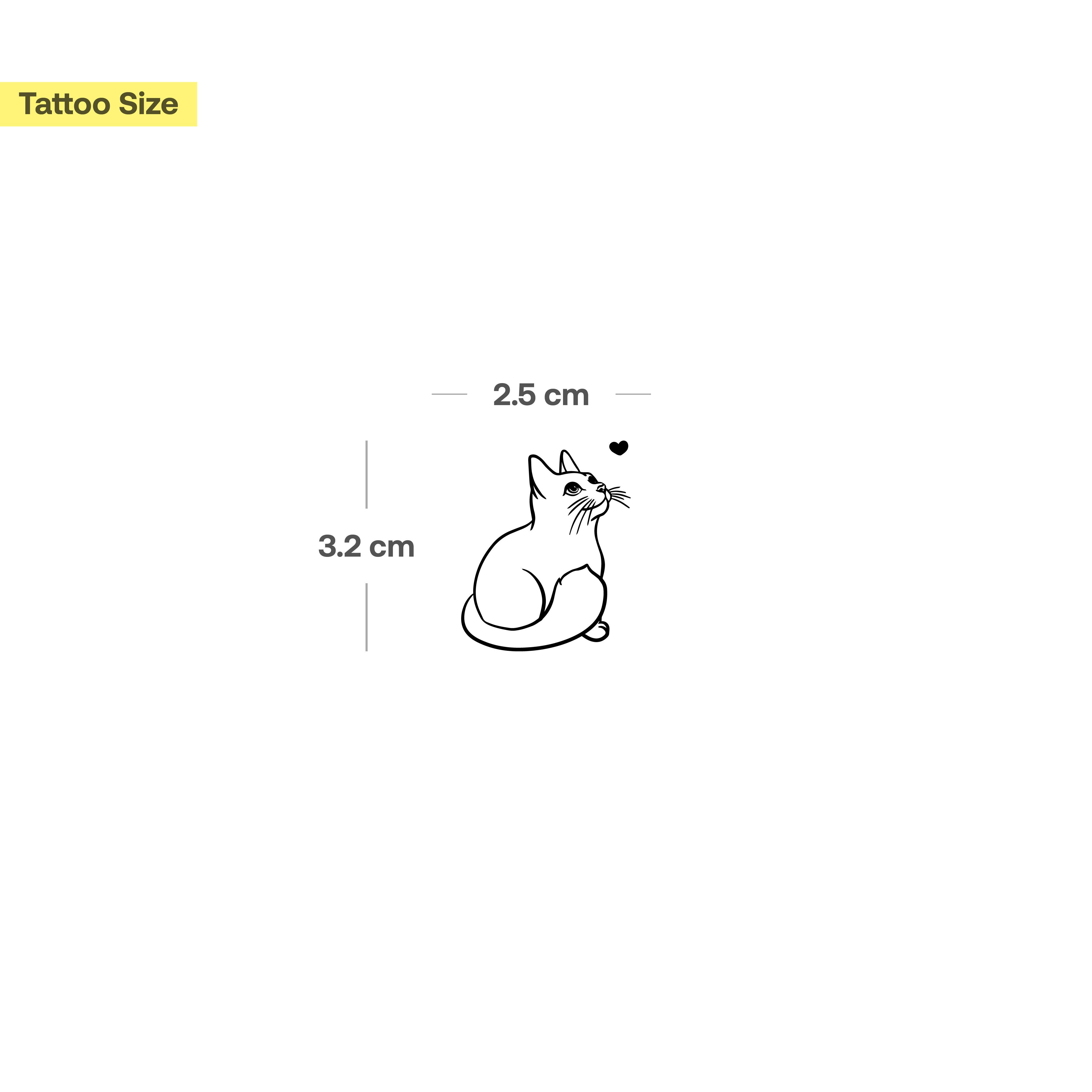 Inkster Schmuck-Tattoo Süße Katze mit Herz Tattoo, wasserfestes temporäres Tattoo, 2 Wochen Halt