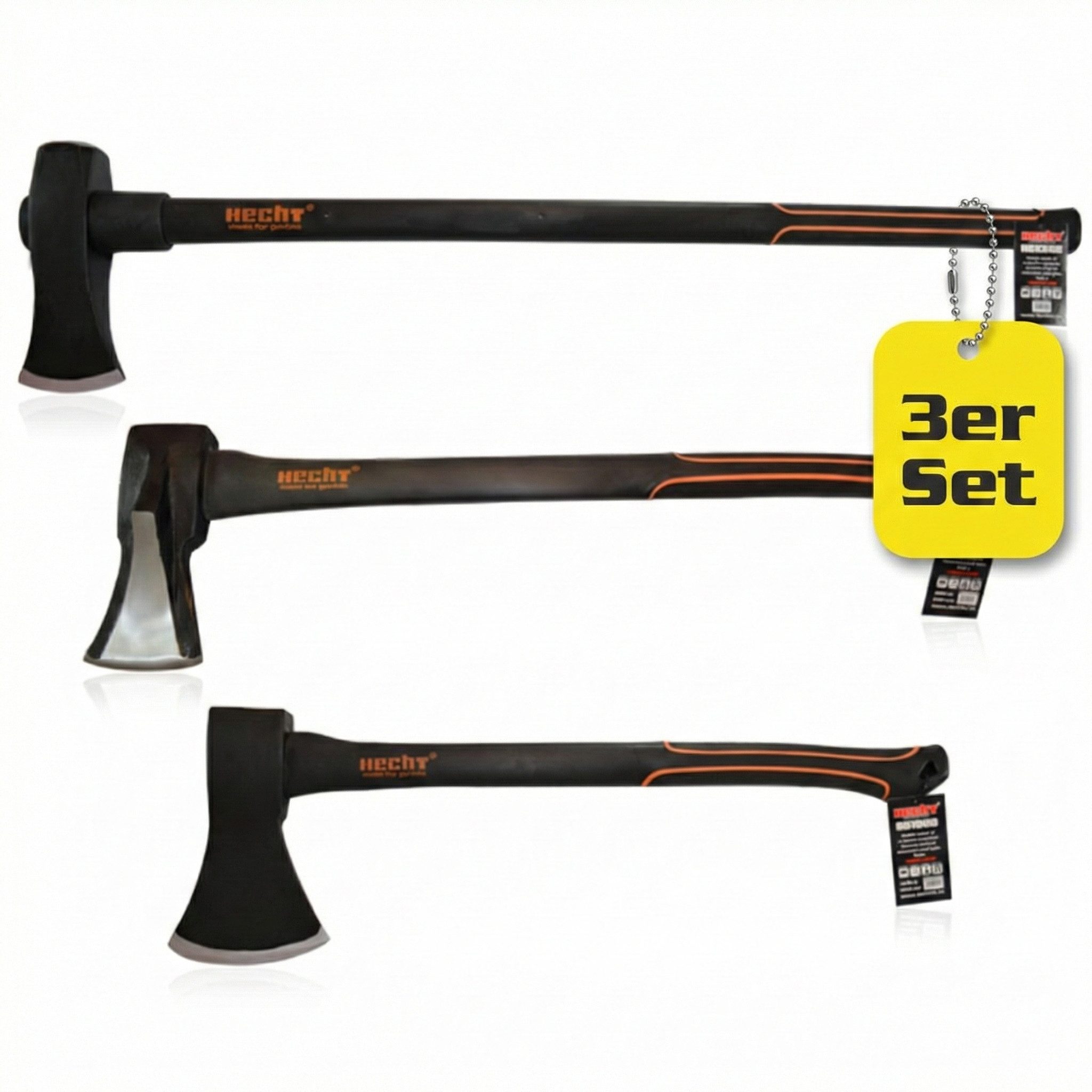 Hecht Axt 30cm Beil 40cm Beil 55cm Universalaxt Set, (3-St), Polierte Spaltfläche