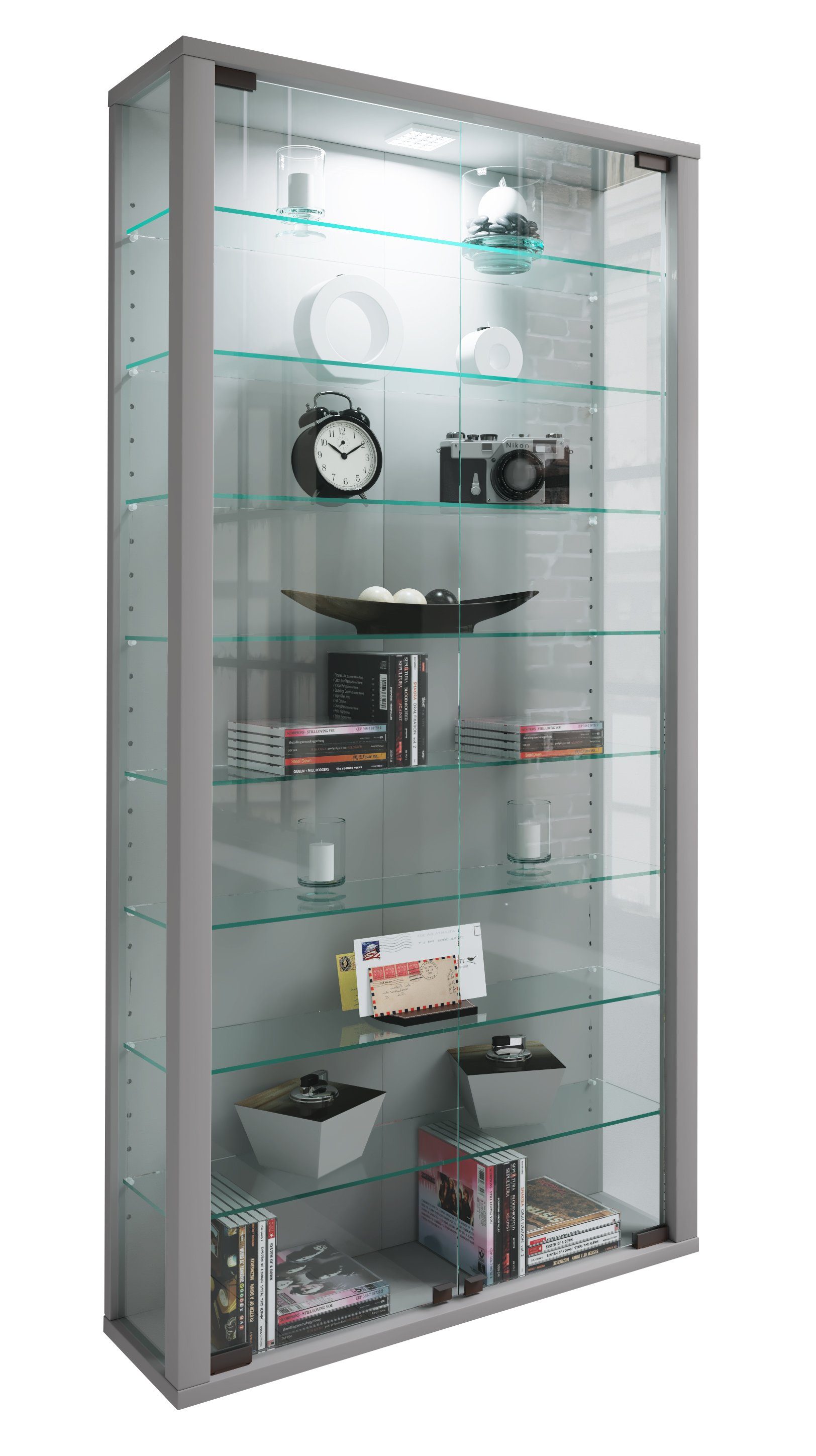 Maxi Vitrosa Glasvitrine Wandvitrine Hängevitrine VCM (1-St) Hängevitrine Silber