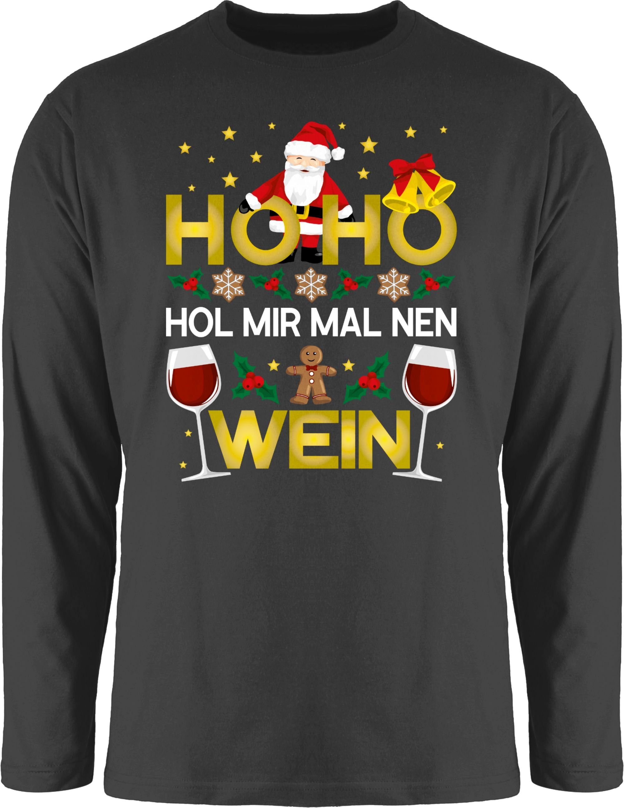 Shirtracer Rundhalsshirt Ho Ho Hol mir mal nen Wein - weiß Weihachten Kleidung 1 Schwarz