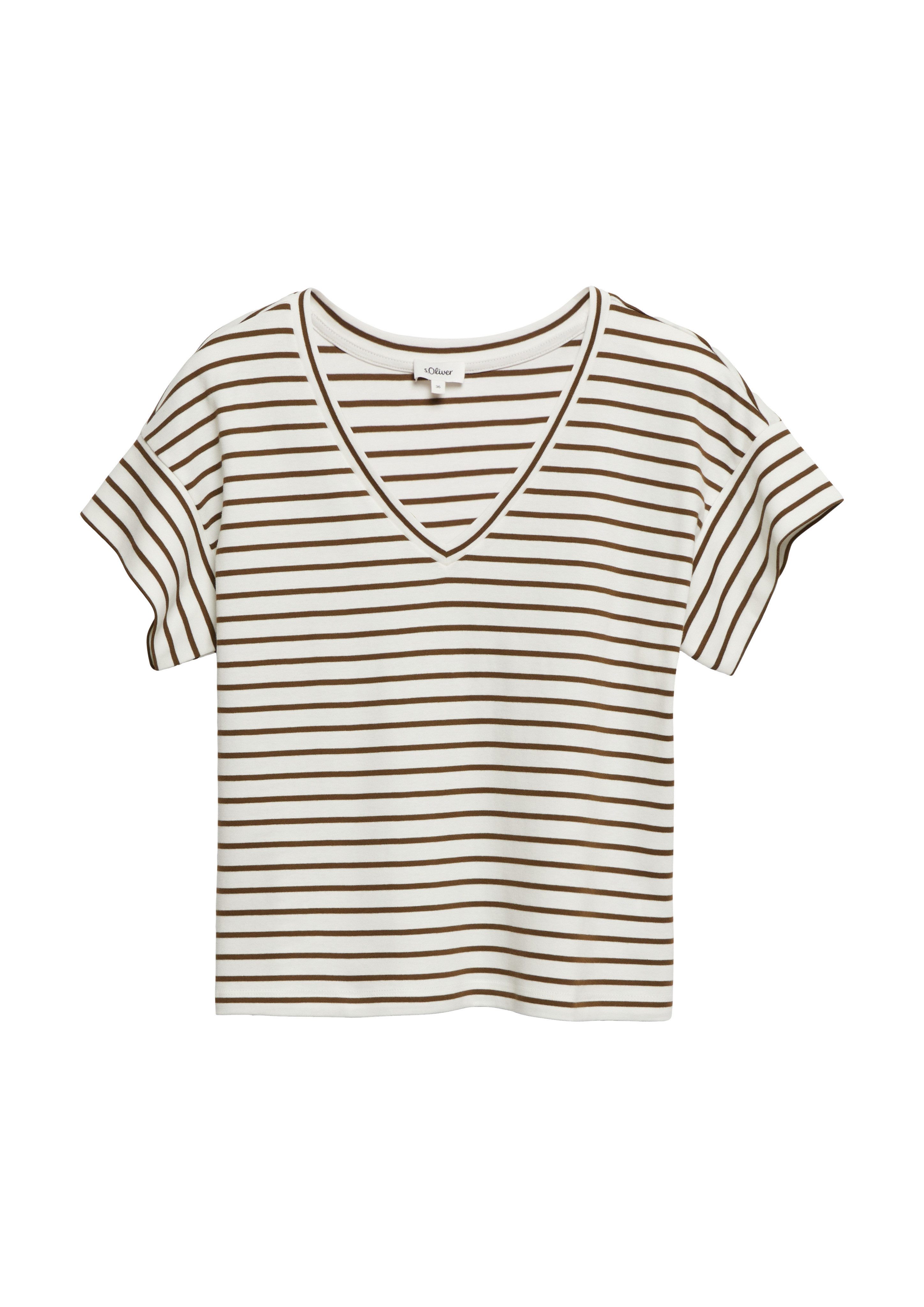 s.Oliver Kurzarmshirt Sommershirt in Streifen-Optik – Bild 4 von 5