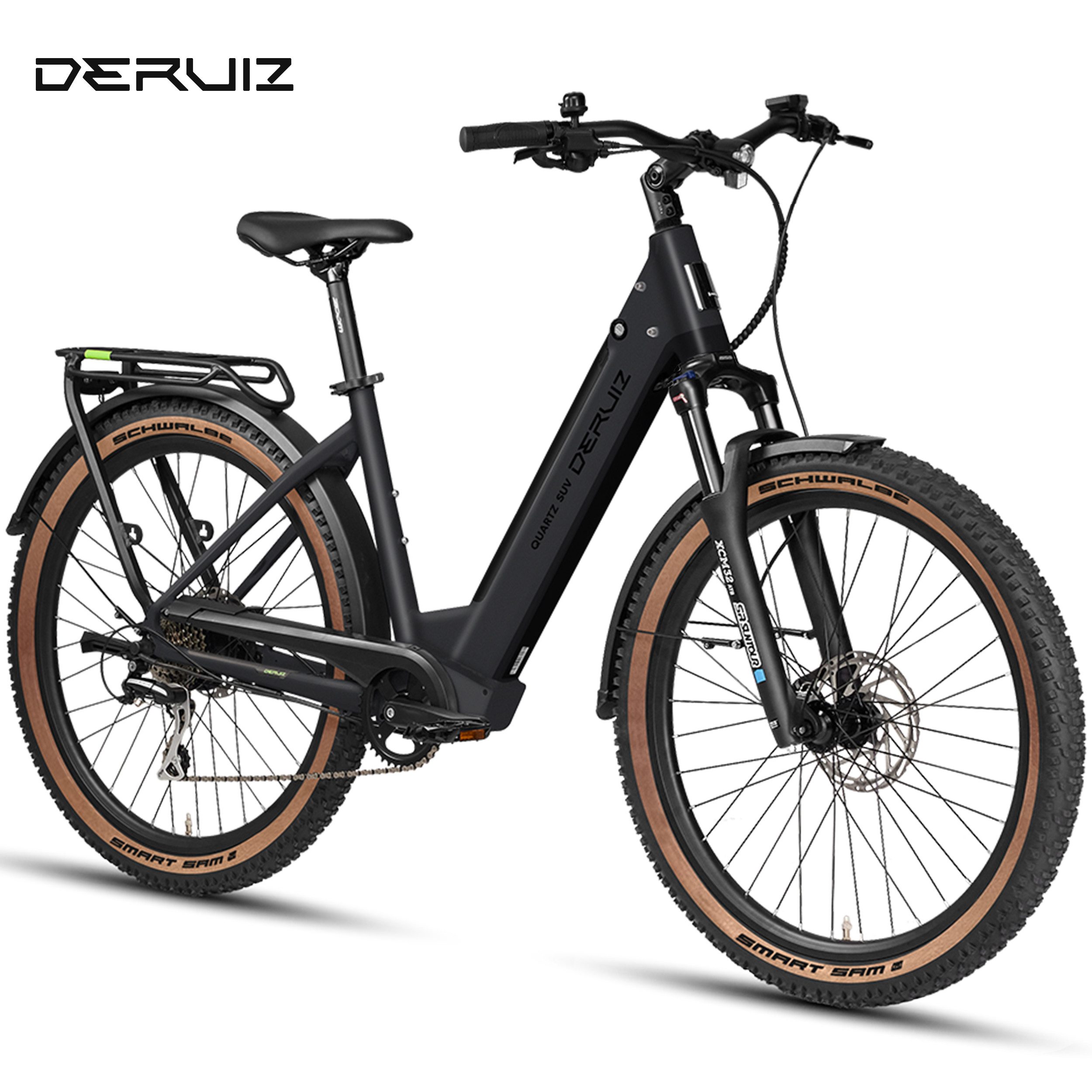 DERUIZ E-Bike Trekkingrad 28 Zoll, Quartz/SUV, 160 km, Drehmomentsensor, Bluetooth & APP, 8 Gang SHIMANO Acera RD-M360 SGS Schaltwerk, Kettenschaltung, Hinterradmotor, 644 Wh, Tiefeinsteiger-Rahmen, RH: 46 cm, Elektrofahrrad für Damen und Herren