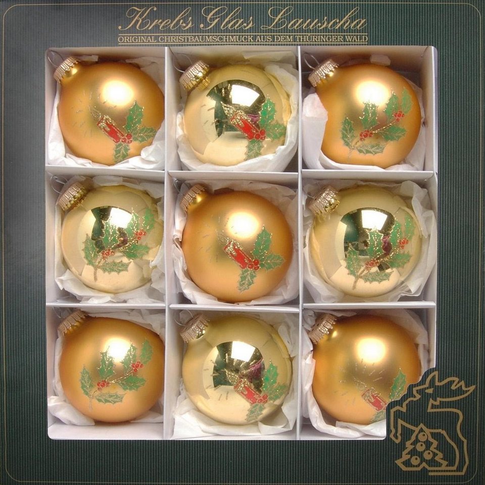 Krebs Glas Lauscha Weihnachtsbaumkugel Kerzen, Weihnachtsdeko,  Christbaumschmuck, Christbaumkugeln Glas (9 St), handdekoriert