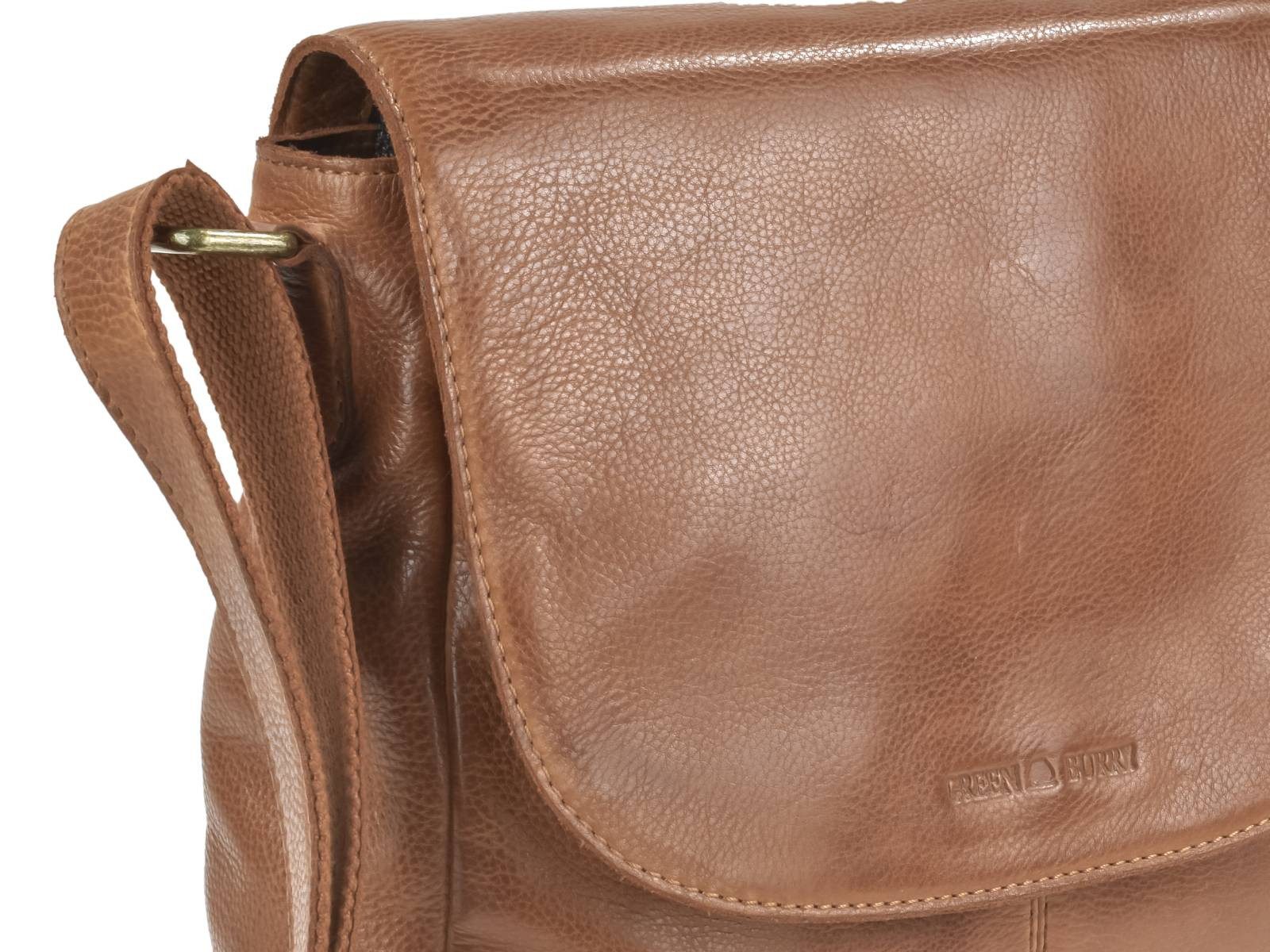 Greenburry Umhängetasche "Colombiana" Leder Damentasche kleine Schultertasche, Hauptfach 24x21cm, Schultergurt max. 145cm