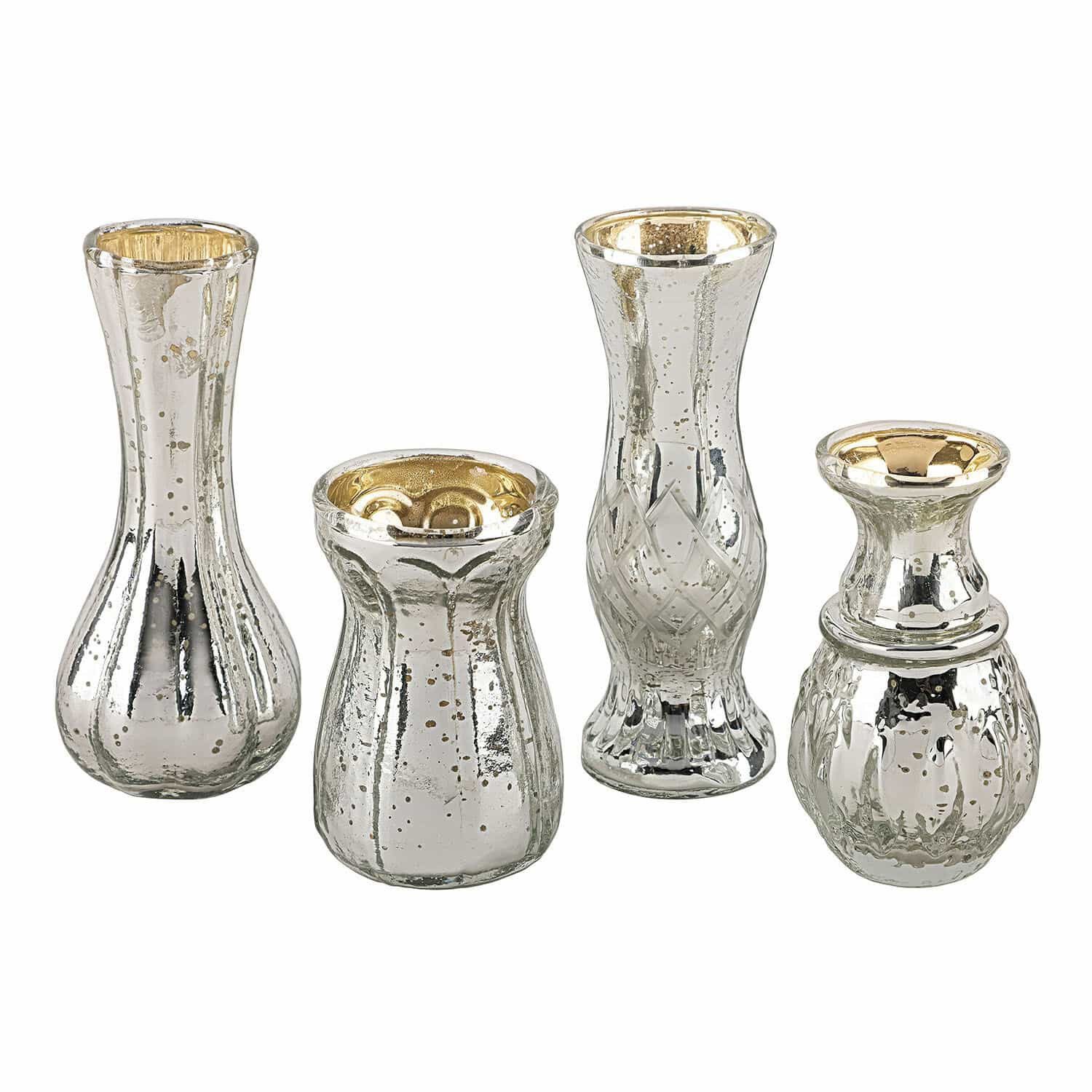Mirabeau Tischvase Deko-Vase 4er Set Maelie antiksilber