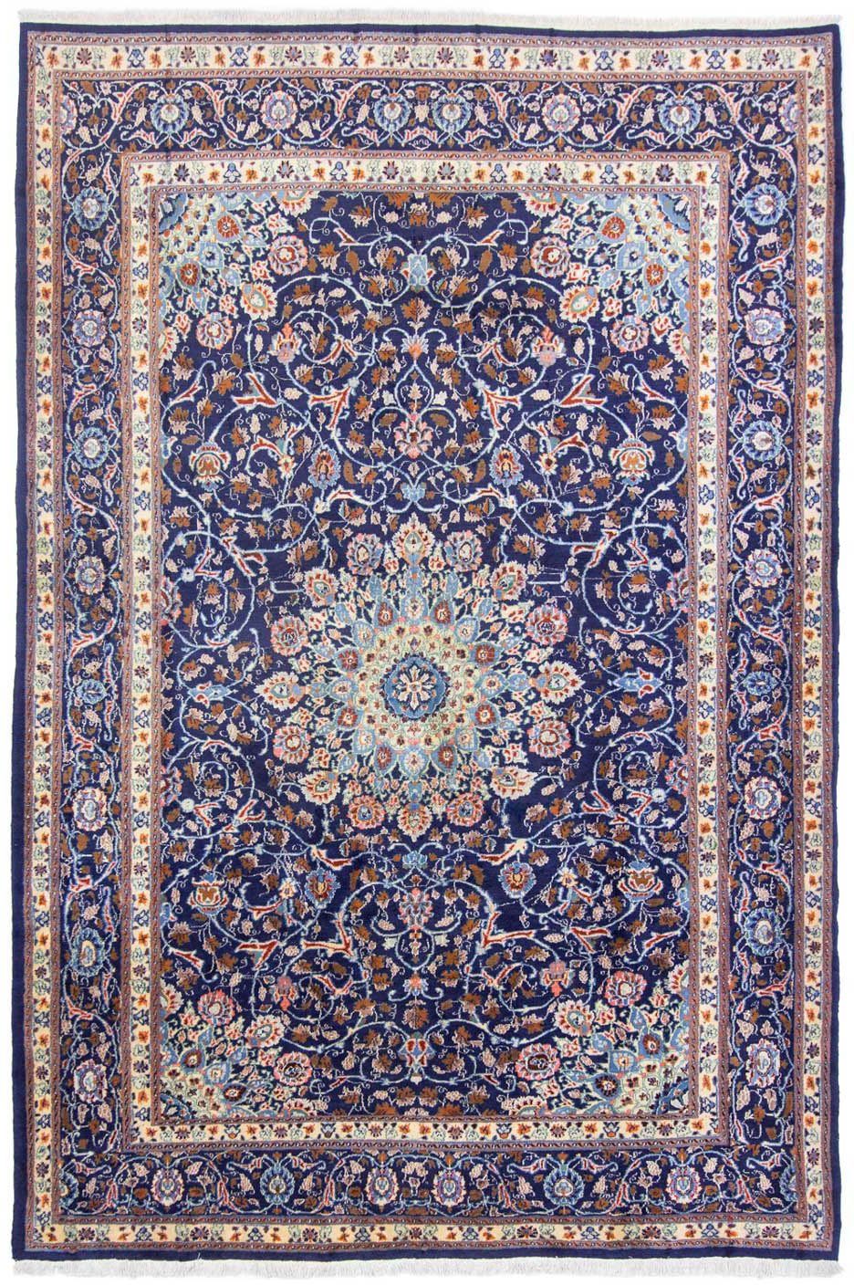 Zertifikat 217 cm, morgenland, mit Höhe: Medaillon Blu x 310 Maschad mm, rechteckig, 10 Wollteppich scuro Unikat