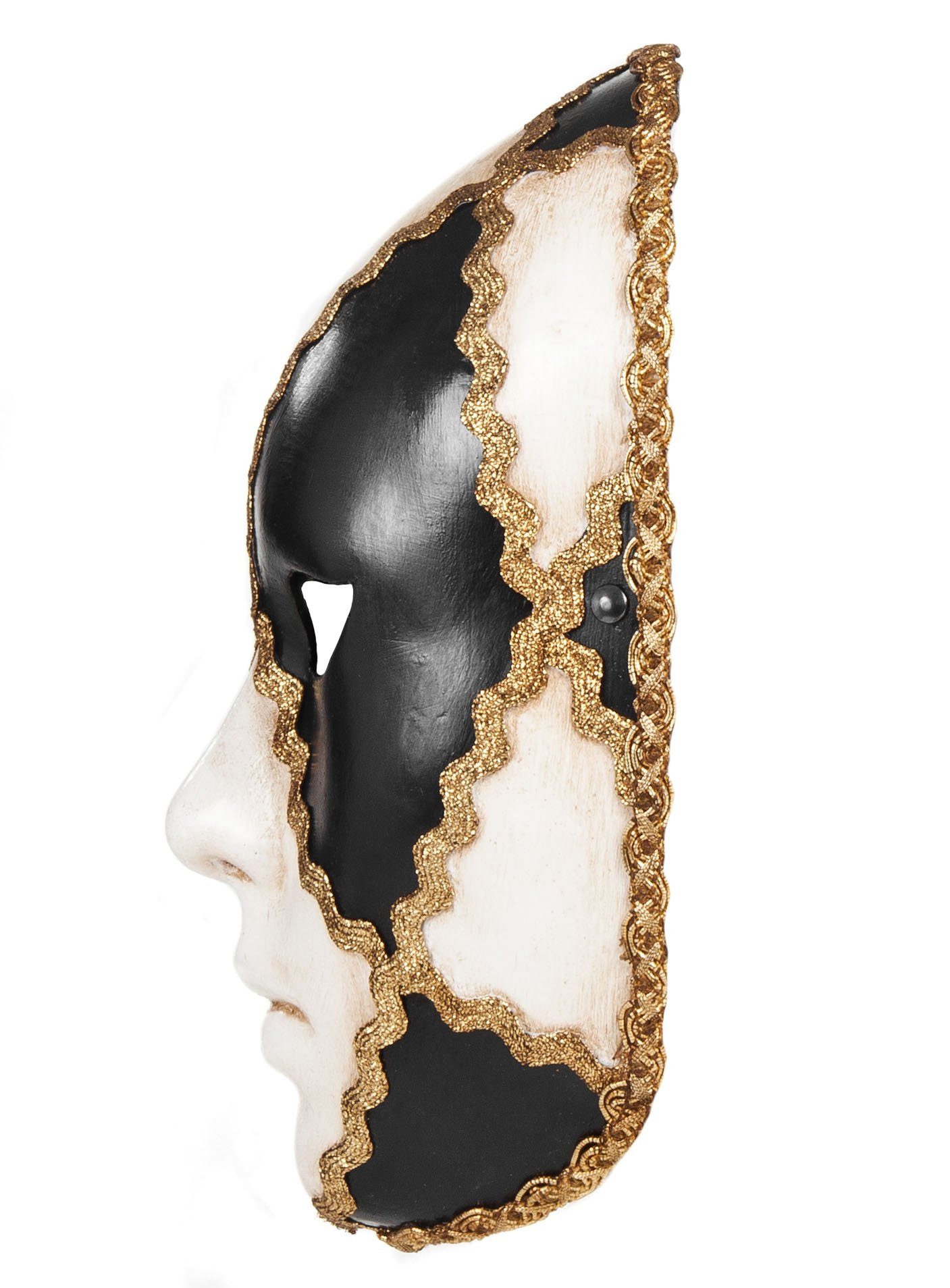 Maskworld Verkleidungsmaske Volto scacchi bianco nero femminile, Handgefertigte Maske aus Venedig für Frauen
