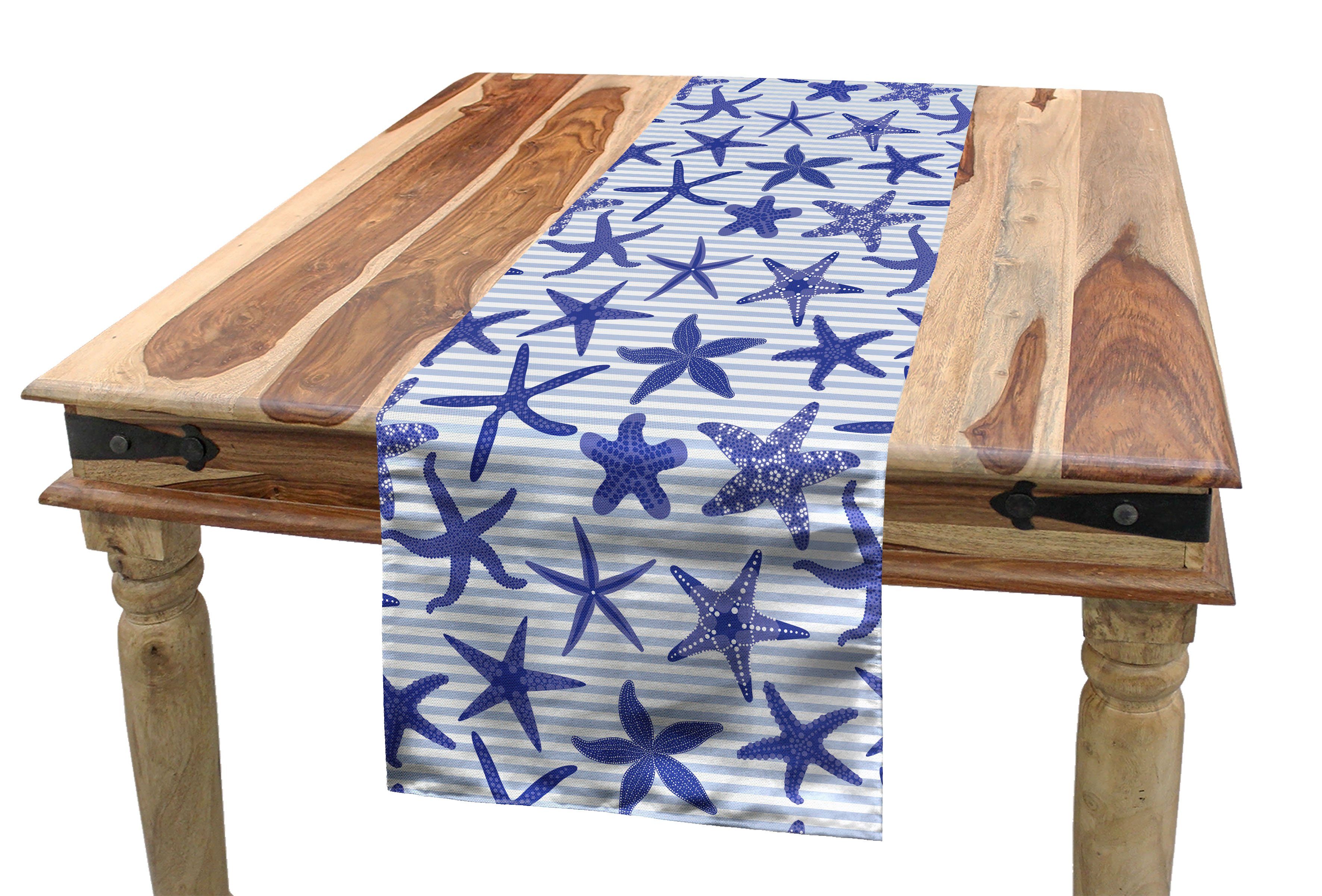 Abakuhaus Tischläufer Esszimmer Küche Rechteckiger Dekorativer Tischläufer, Nautisch Verschiedene Seesterne Stripes | Tischläufer