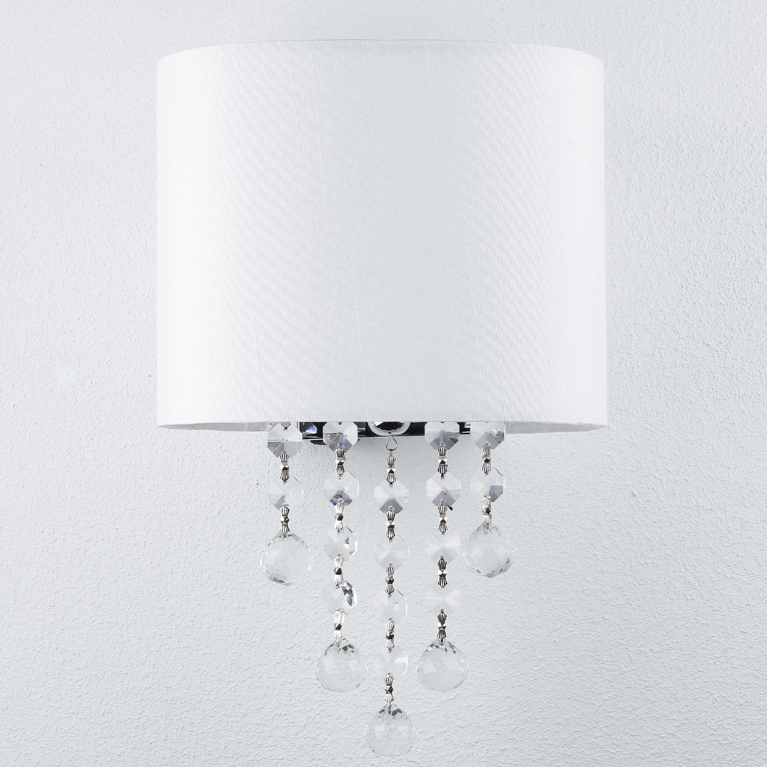 Leuchtmittel, NINA, Schlafzimmer Lampe klassisch Chrom Glas Licht-Erlebnisse Weiß Wandlampe Wandleuchte Stoff ohne Metall