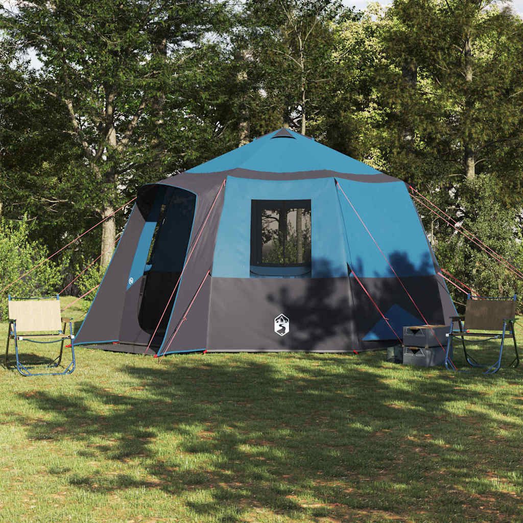 vidaXL Tunnelzelt Kabine Zelt 12-Personen Blau und Grau 405 x 405 x 273 cm, (1 tlg)