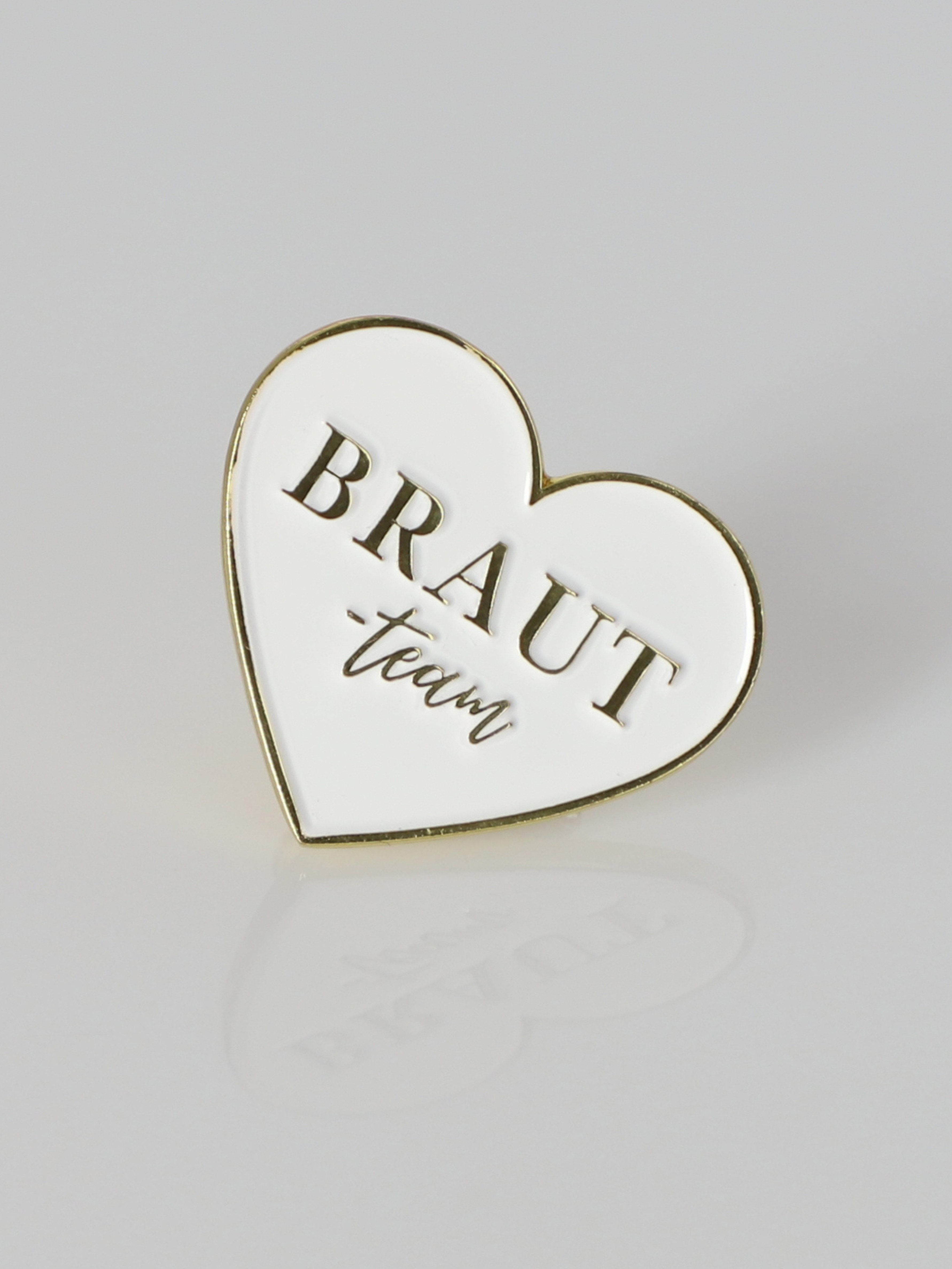 ANNIS WIESBADEN EST. 2021 Brosche "Brautteam" Ansteck-Pin in Herzform, Brosche, JGA