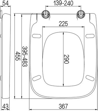 EUGAD WC-Sitz (1-St), Toilettendeckel mit Absenkautomatik Eckige Form Weiß