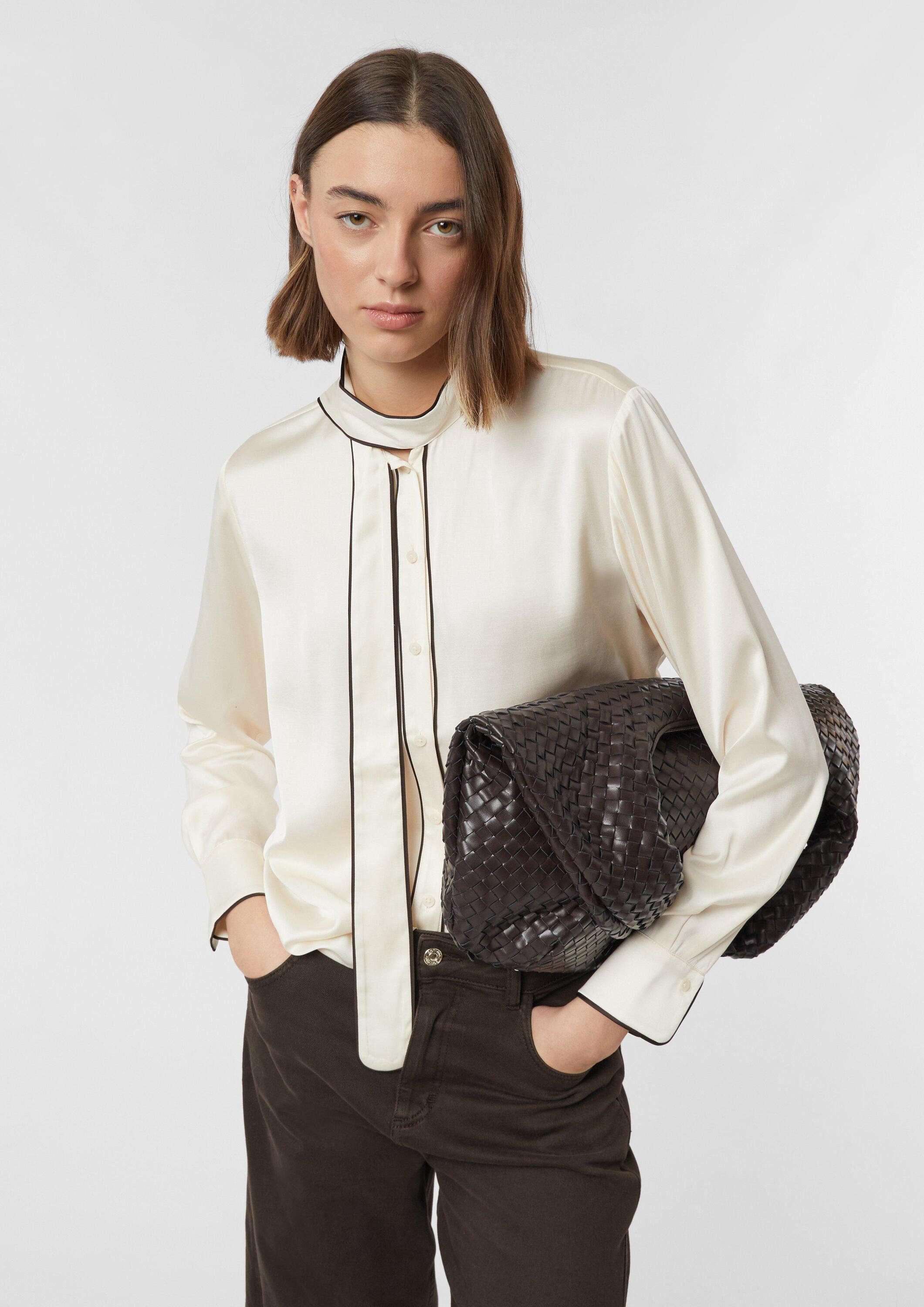 comma Langarmbluse Bluse Satinbluse mit Schluppenkragen günstig online kaufen