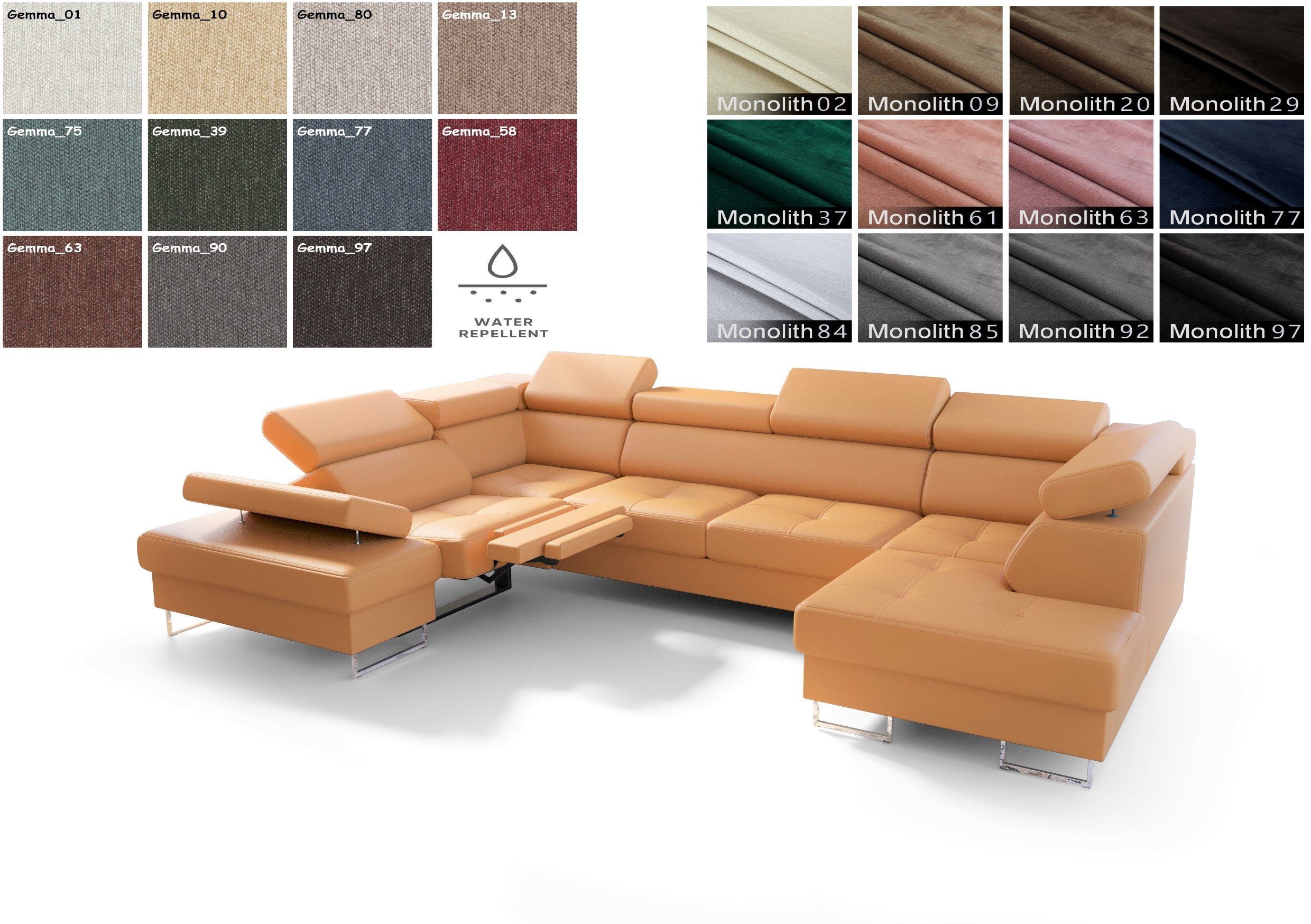 Möbel für Dich Wohnlandschaft XXL Ecksofa Galayx Max2 Relax, mit Relaxfunktion, mit Schlaffunktion, mit Bettkasten Eigener Farbwunsch