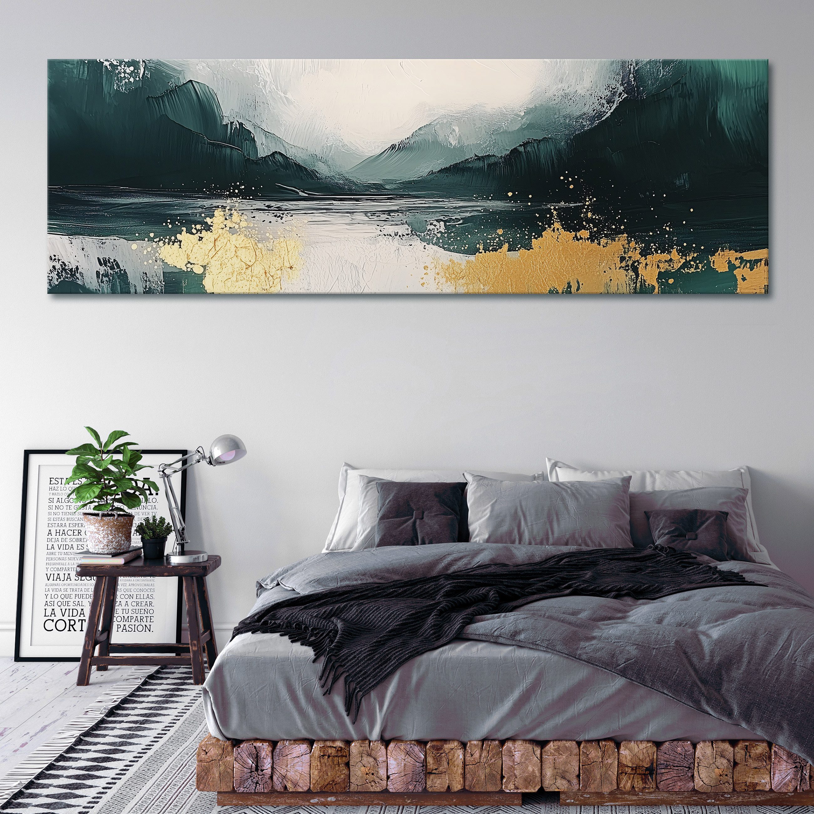 Wallarena Leinwandbild Marmor Abstrakt Glamour Grün Schlafzimmer, Wohnzimmer 100x70 cm, Marmor, 100 x 70 cm