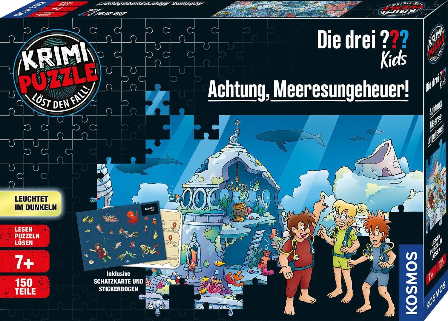 Kosmos Пазлы Krimi-Puzzle: Die drei ??? Kids 150 Teile - Achtung, Meeresungeheuer!, 150 Пазлыteile