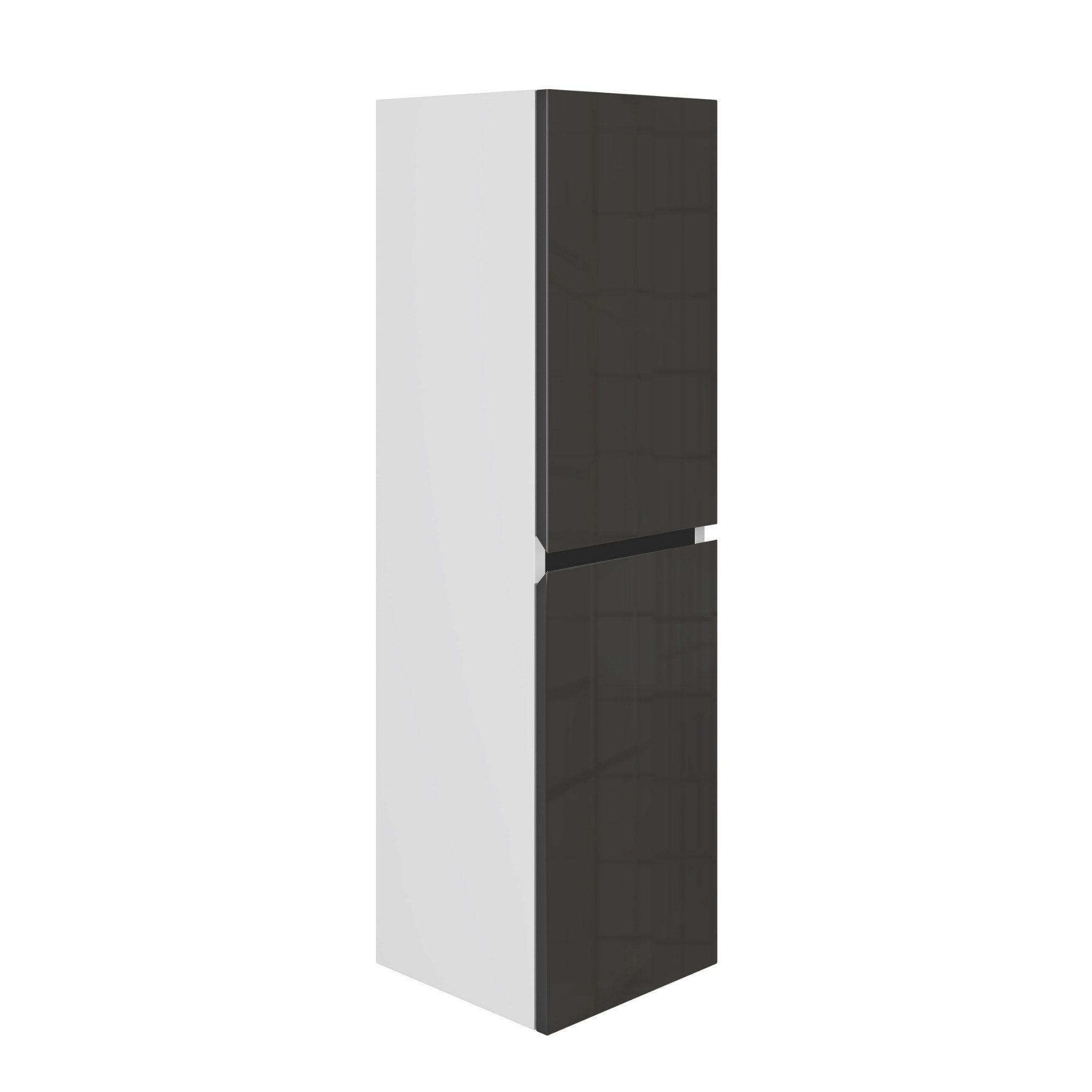 Karen Badmöbel-Set Hochschrank Venus Anthrazit, (Komplett-Set, Standartmäßig 3-Teilig (Unterschrank, Spiegelschrank, Waschbecken), Optionaler Hochschrank, 1-St., Unterschrank mit Türen, Spiegelschrank mit Türen & Regalen), Futuristisches Design, Highgloss-Beschichtung, Softclose, Griffleisten