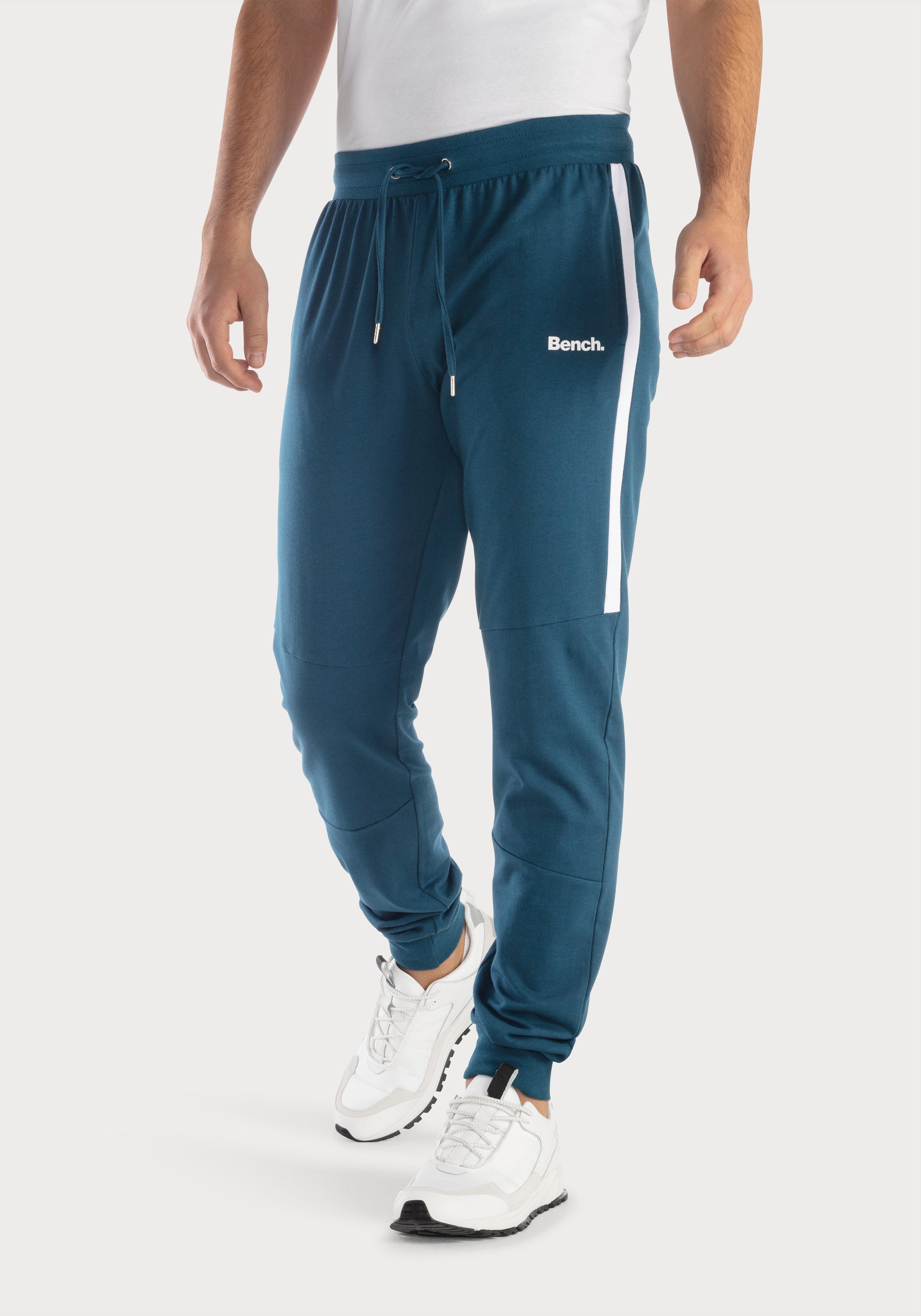 am Bündchen Sweathose mit Bench. Loungewear Beinabschluss petrol