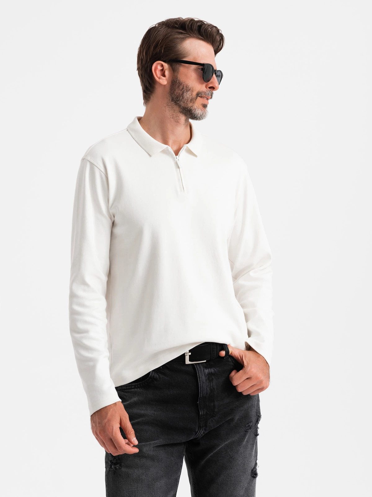Longsleeve Herrenpolo Longsleeve mit Reißverschlusskragen