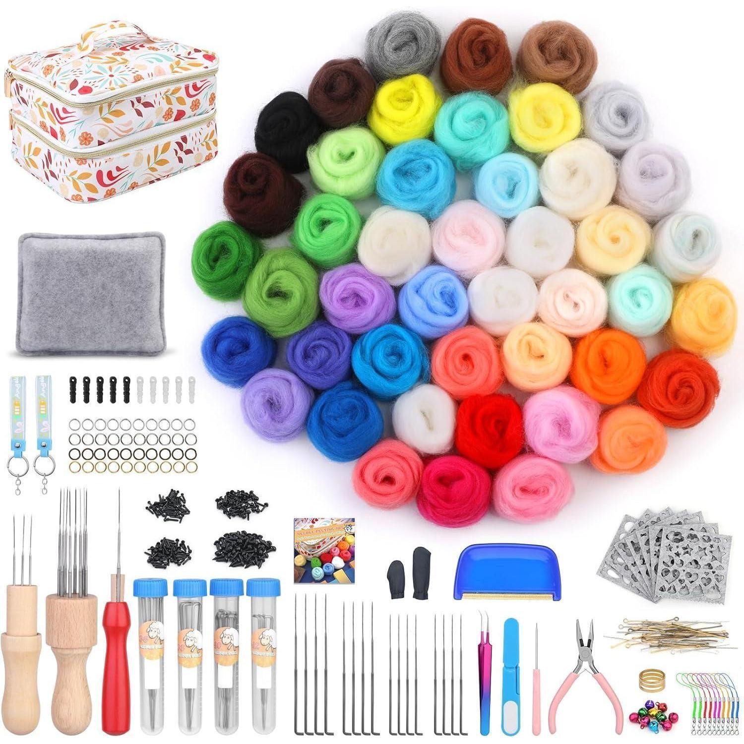 LuxusKollektion Filznadeln 385-teiliges Nadelfilz-Set, 45 Farben Filzwolle DIY Starterset