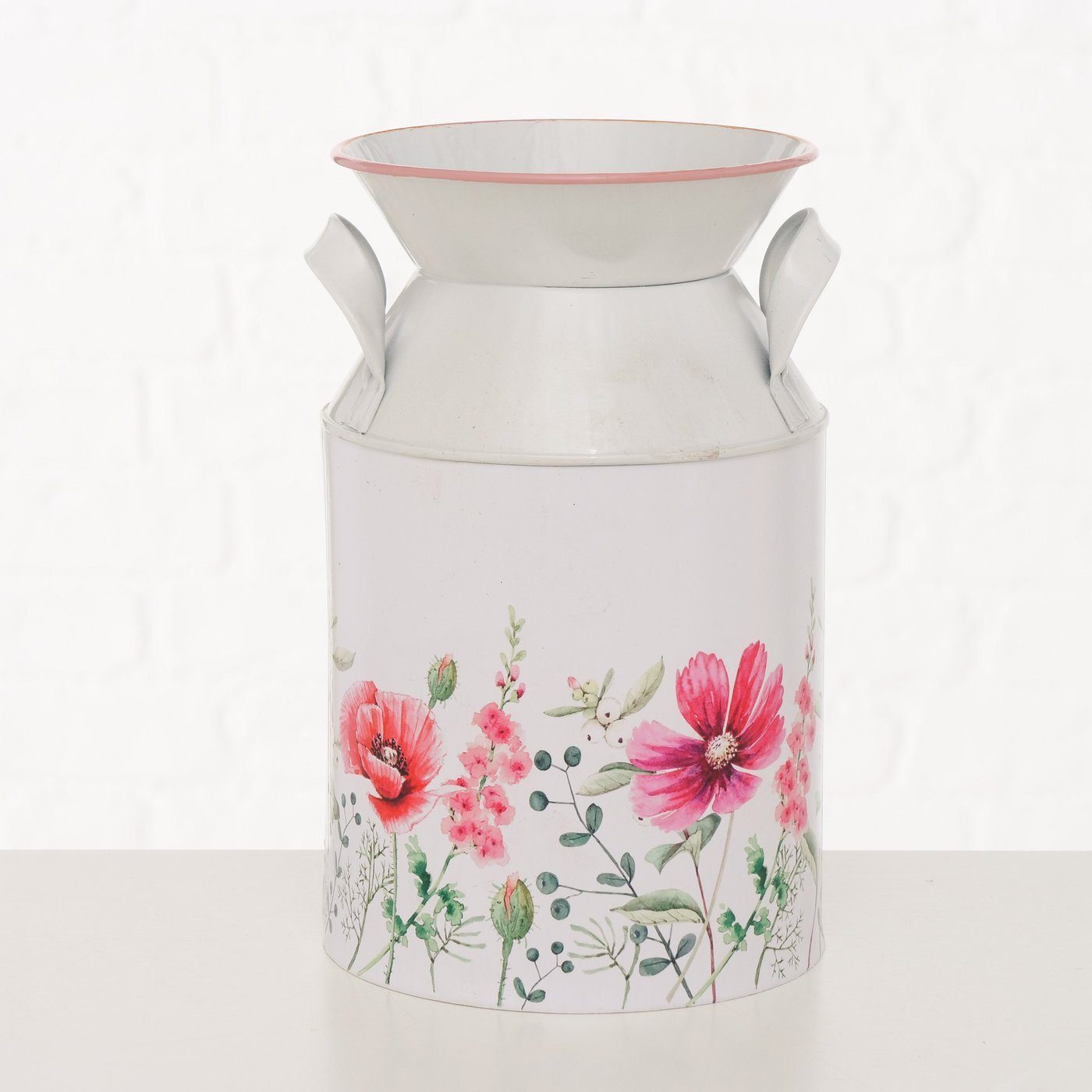 Vase BOLTZE Dekovase H21cm, rosa/weiß "Melina" Metall aus in