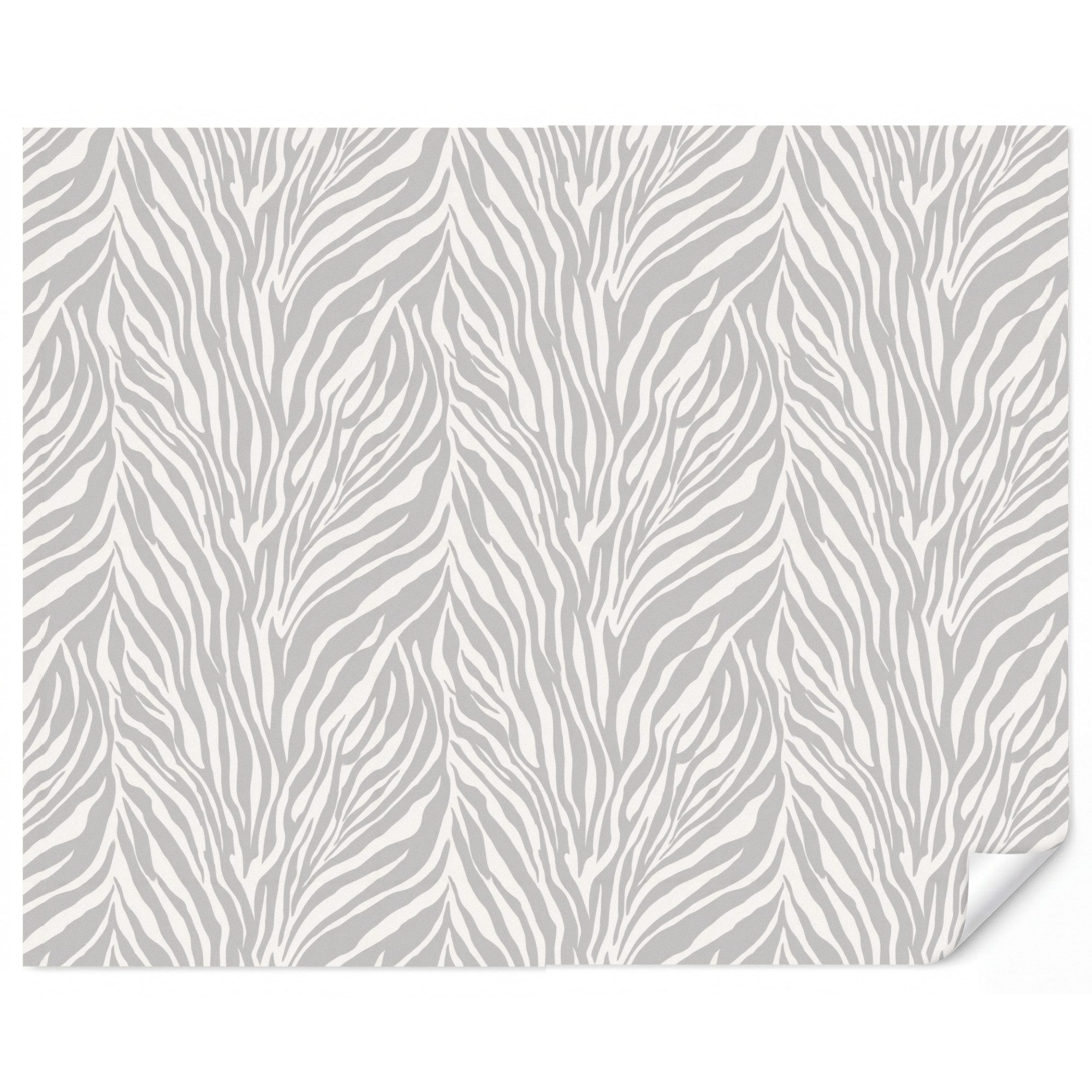 OnlyWow Fototapete Zebra - Motiv - Grau, Matt, bedruckt, Wandtapete, Wohnzimmer, Vinyl Tapete 260x220cm