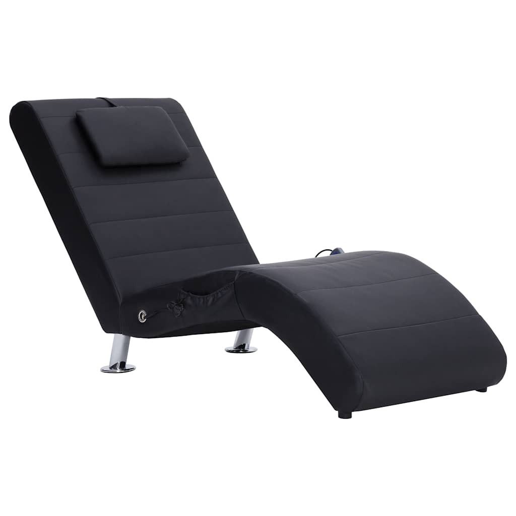 vidaXL Chaiselongue, Massage-Liegesofa mit Kissen Schwarz Kunstleder günstig online kaufen
