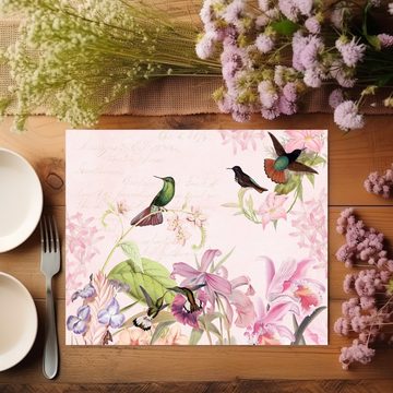 Platzset, raxxa Premium-Platzset"Romantische Kolibris und Blüten", raxxa, (Set, 2-St., Platzdecken)