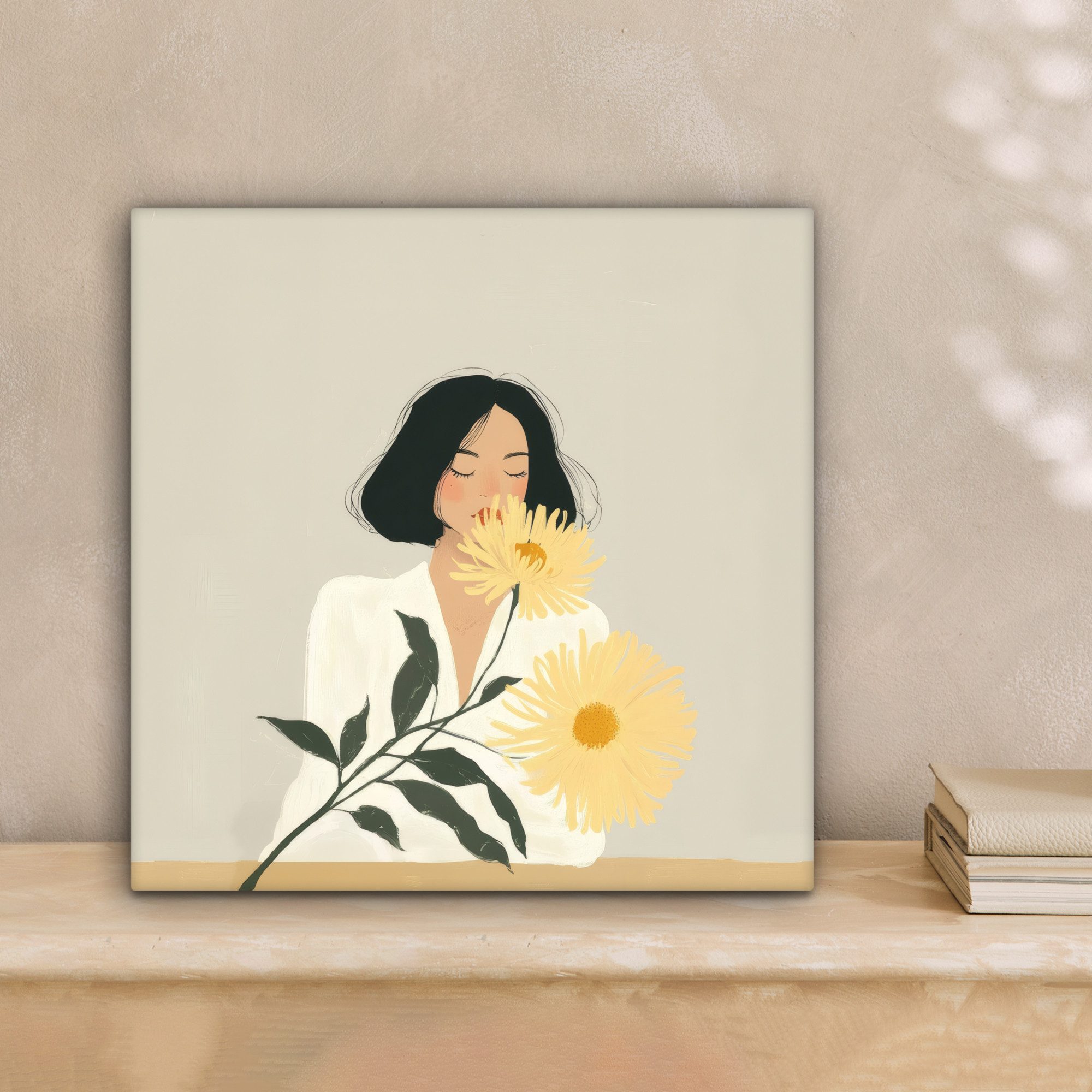 OneMillionCanvasses® Leinwandbild Frau - Blume - günstig online kaufen