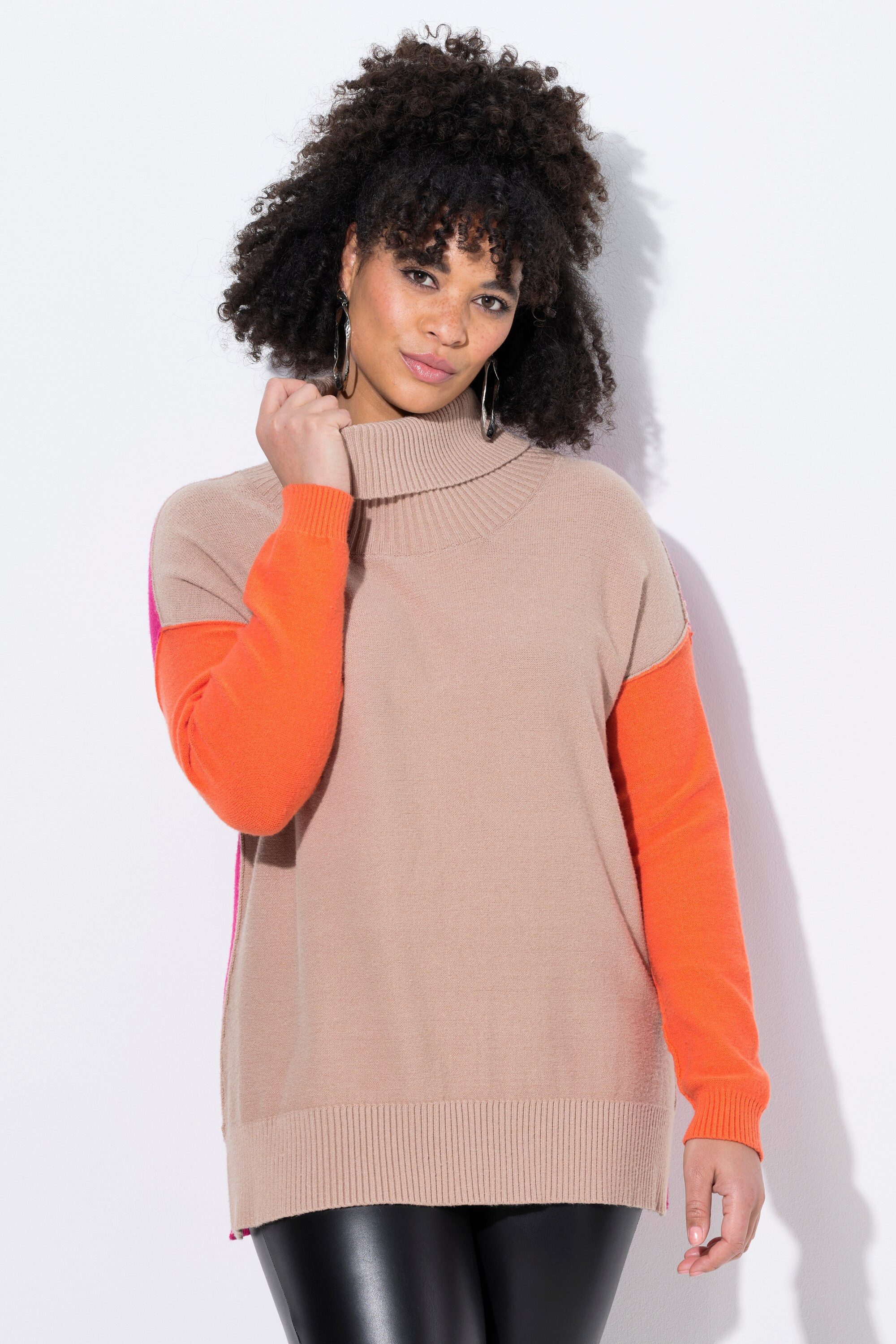 Strickpullover Pullover oversized Stehkragen Colorblocking