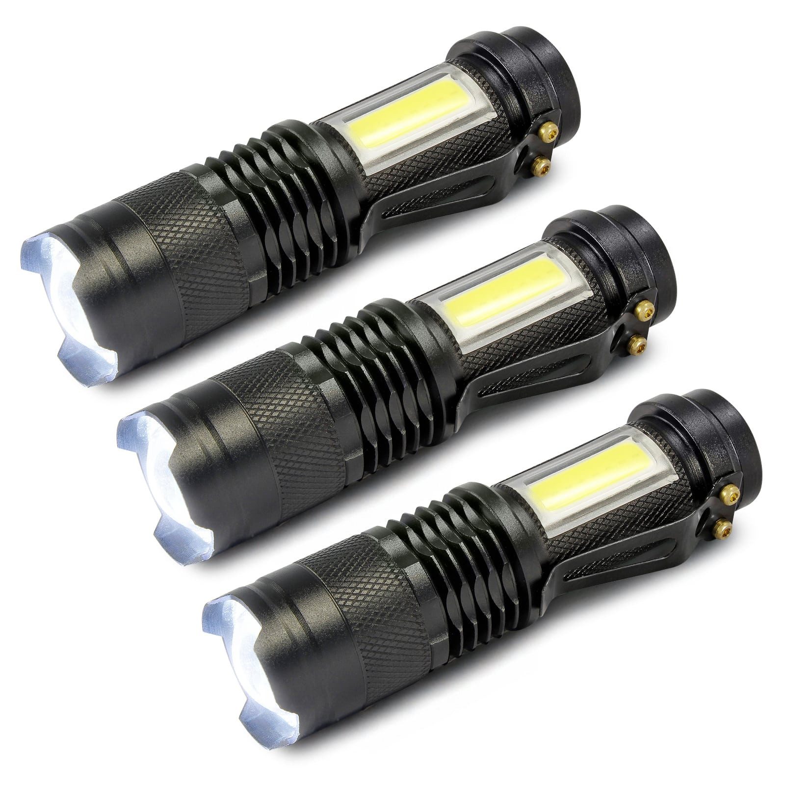EAXUS LED Taschenlampe Glow-Max (3-St), mit 2 Lichtquellen und 3 Lichtmodi