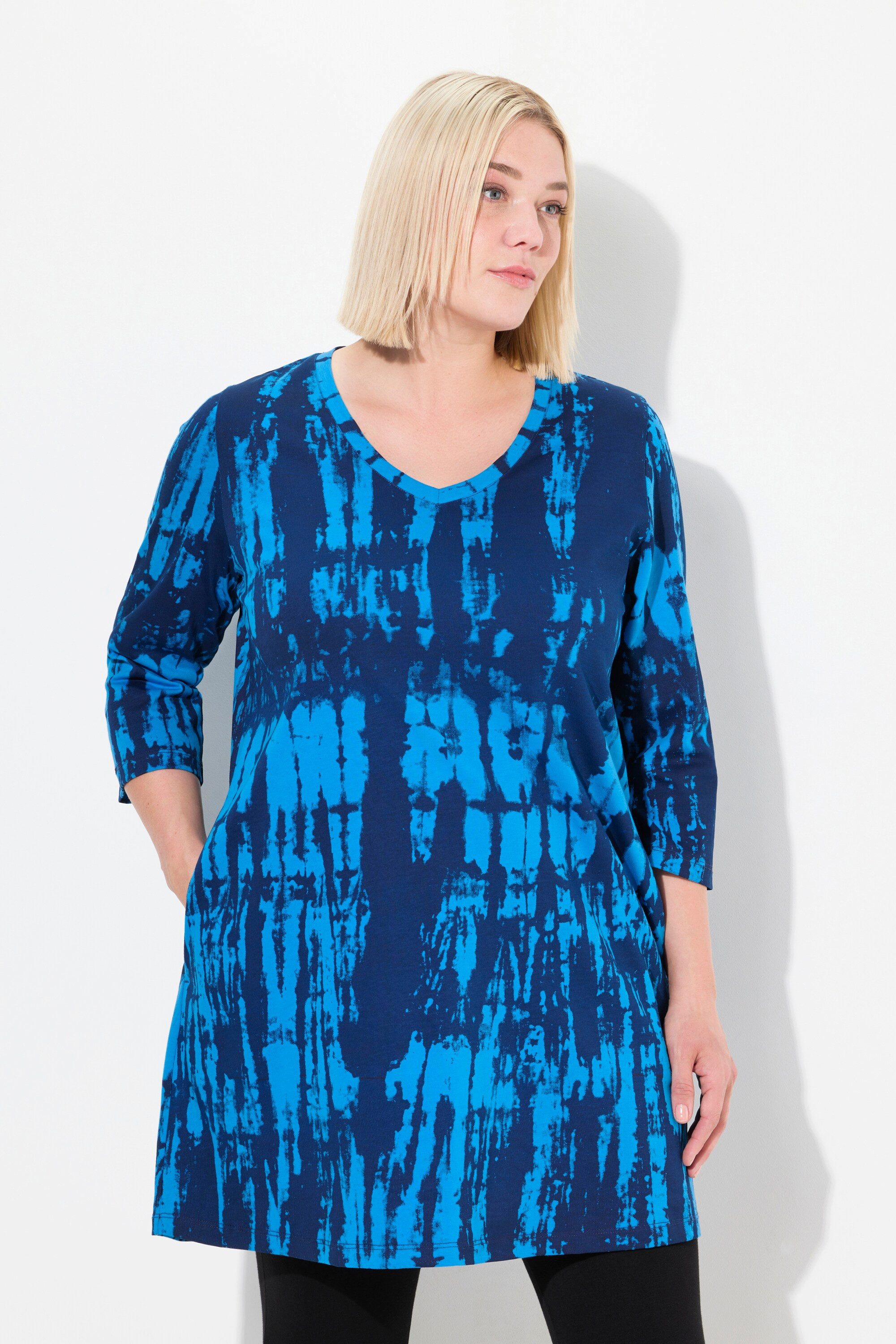 Ulla Popken Longshirt Longshirt Batikdruck A-Linie günstig online kaufen