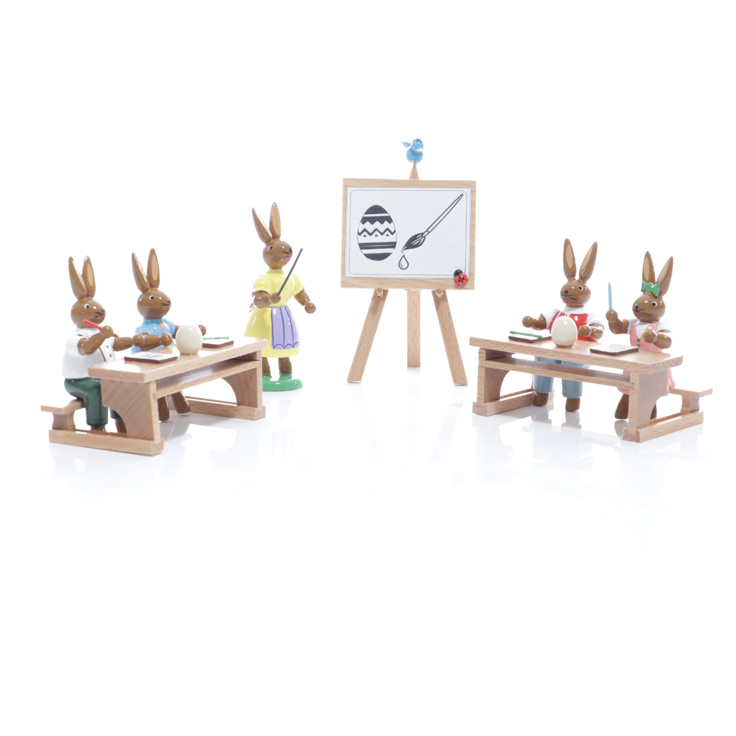 Osterhase Osterdekoration Hasenschule mit Lehrerin Höhe 7,5cm NEU