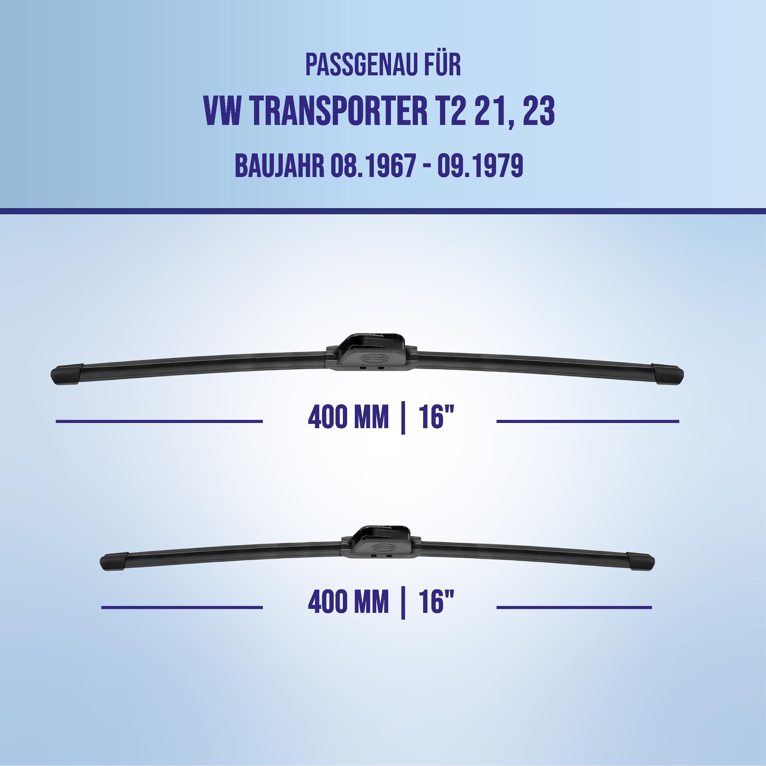 alca Scheibenwischblätter passend für VW TRANSPORTER T2, 08.1967 - 09.1979, Frontscheibe, (Packung, 2-St., Scheibenwischer), mit Nano Graphit Beschichtung