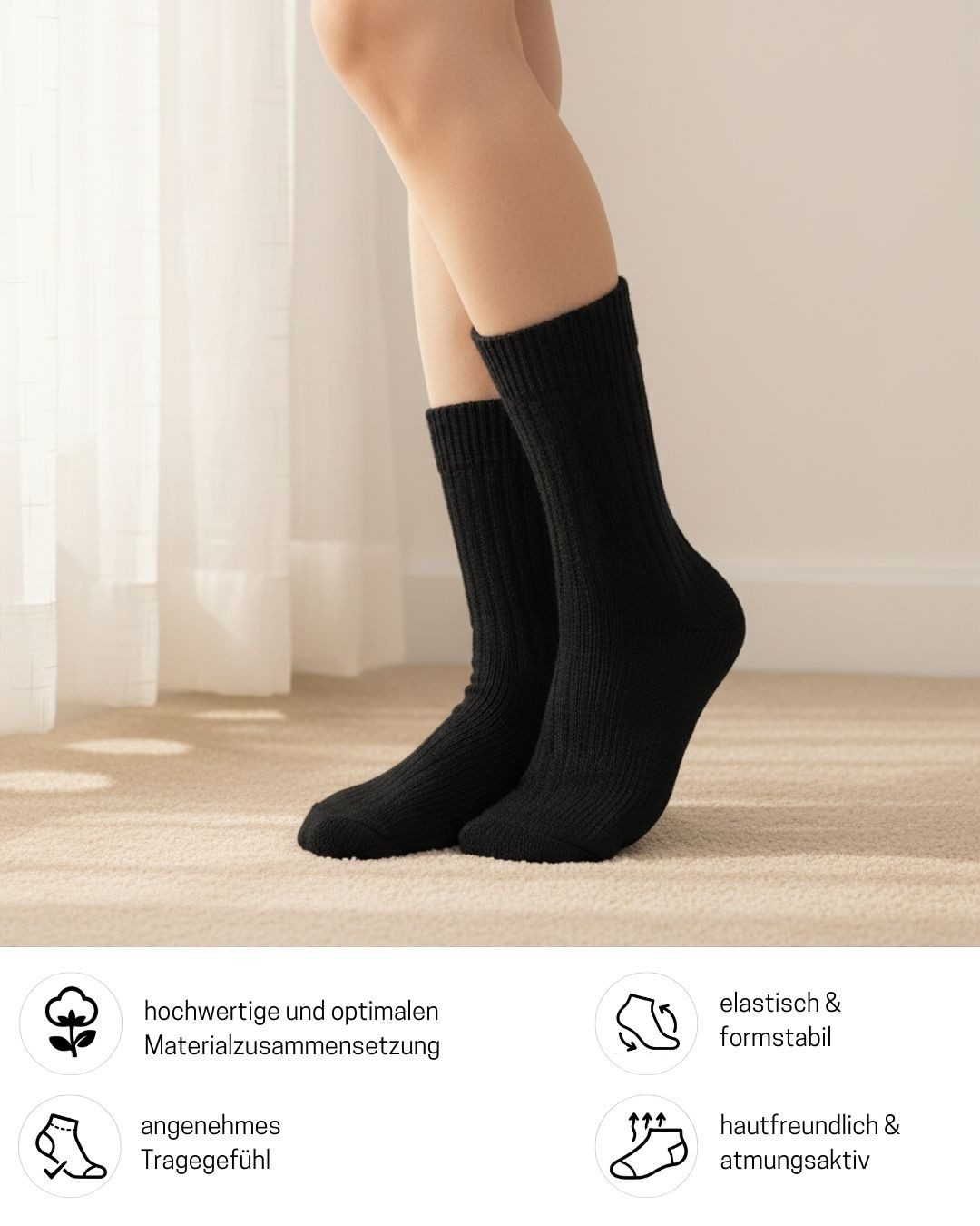 sockenkauf24 Norwegersocken 6 Paar warme Wintersocken Herren & Damen Wollsocken mit verstärkter Sohle in Schwarz Grau Anthrazit - 70301T