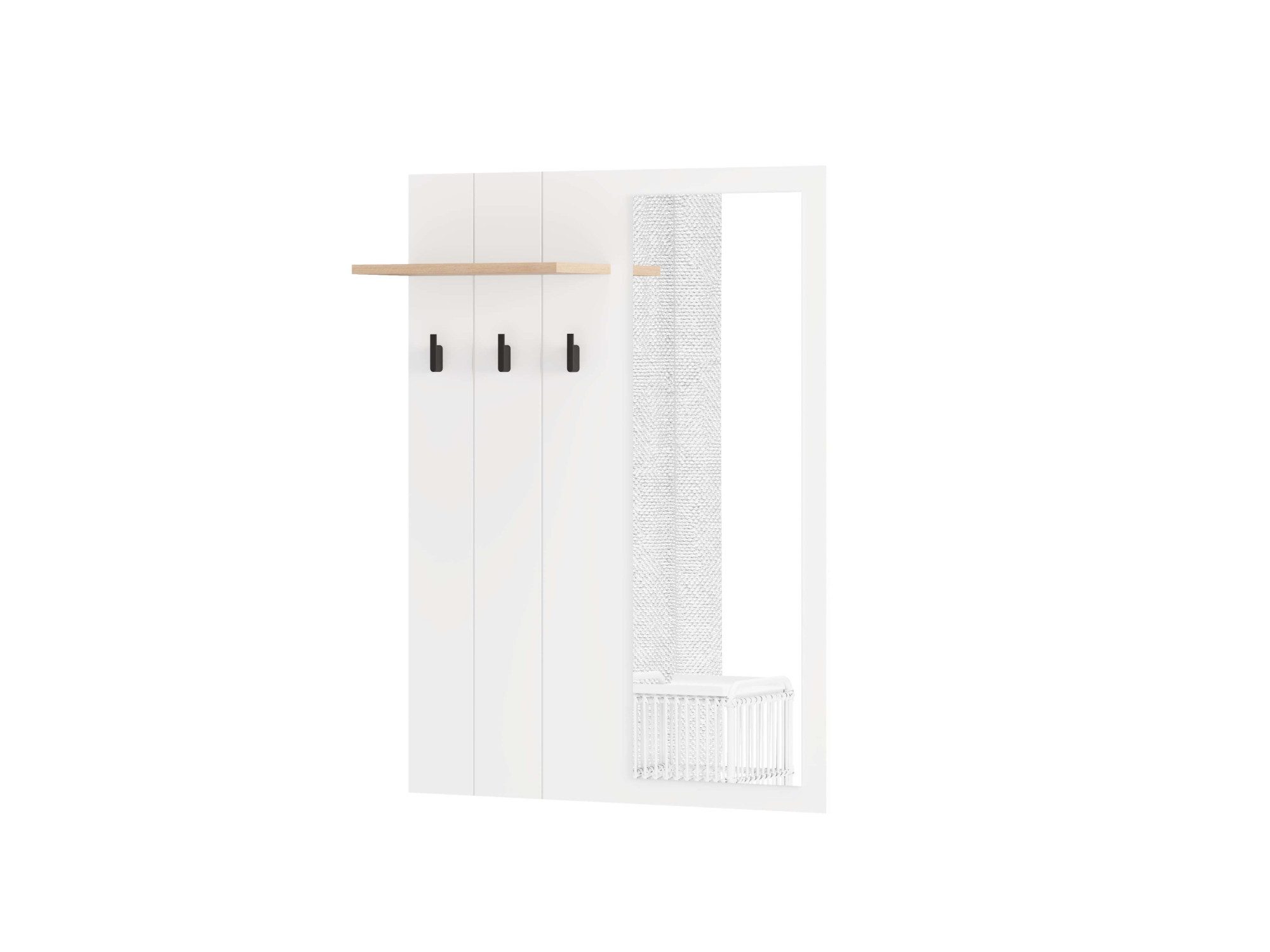 Home affaire Garderobenpaneel Bedford, Wandregal Wandpaneel, Wandgarderobe praktisch & stillvoll, mit 3 Kleiderhaken, Spiegel und Ablage für Accessoires, Breite 76,5 cm